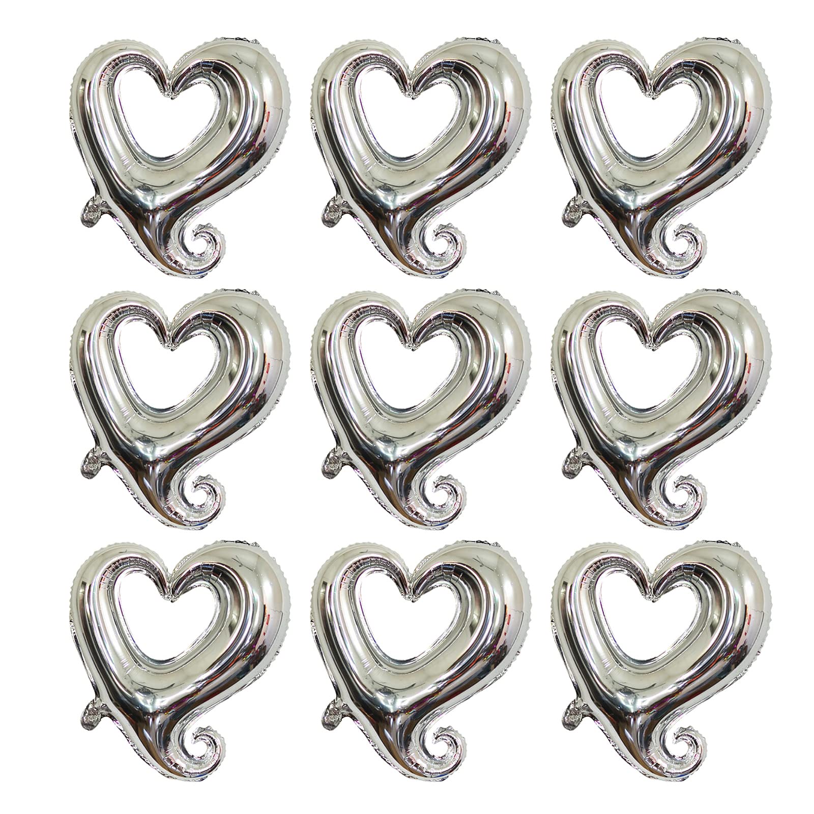 19in Silver Hook Heart Foil Balloons Valentine's Day Aluminum Foil Balloon for Wedding Decor Engagement Holiday Birthday Party Valentine's Day