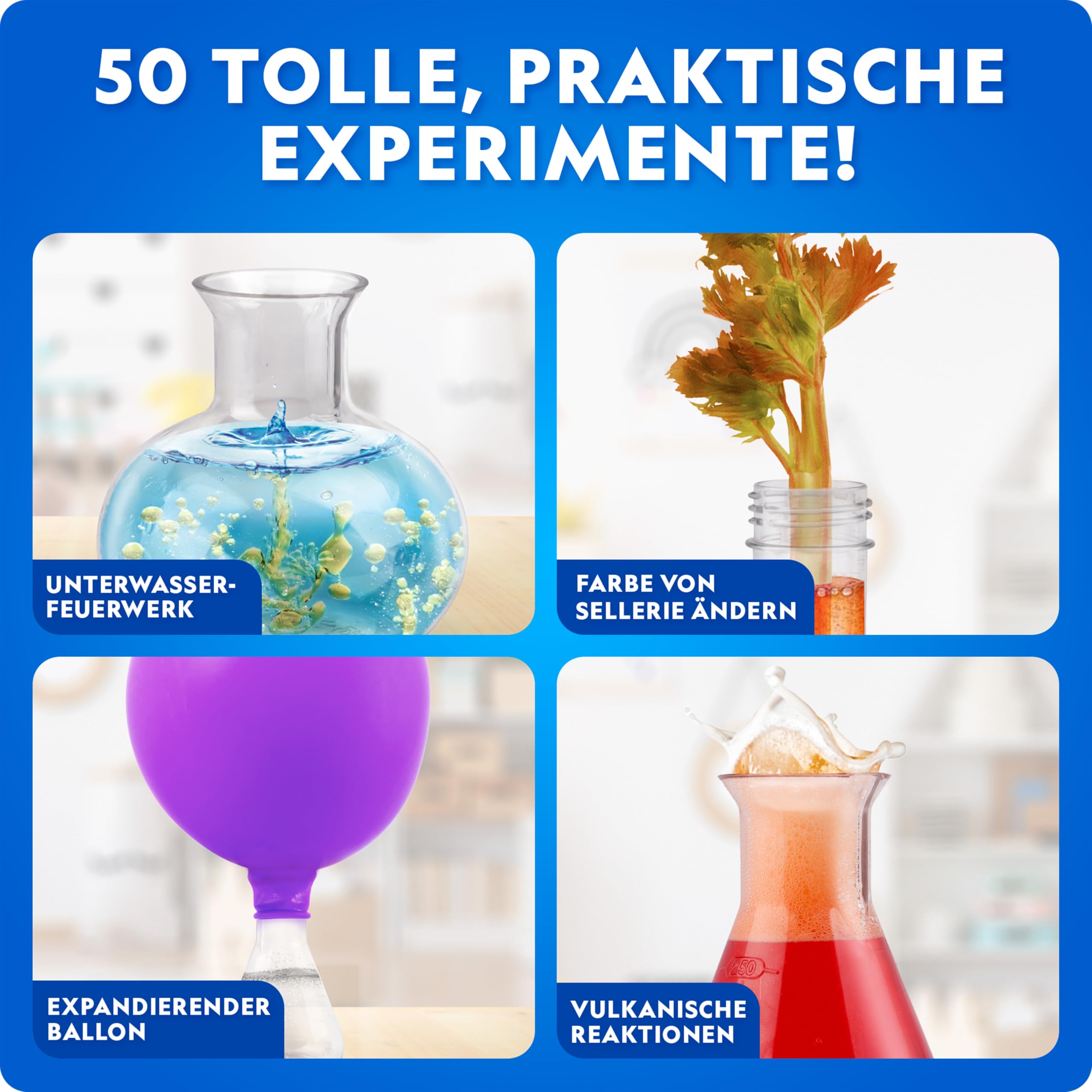 NATIONAL GEOGRAPHIC Junior-Chemielabor für Kinder – Komplettes Lernlabor mit 50 Experimenten & über 20 kindgerechten Labortools, Chemie-Set