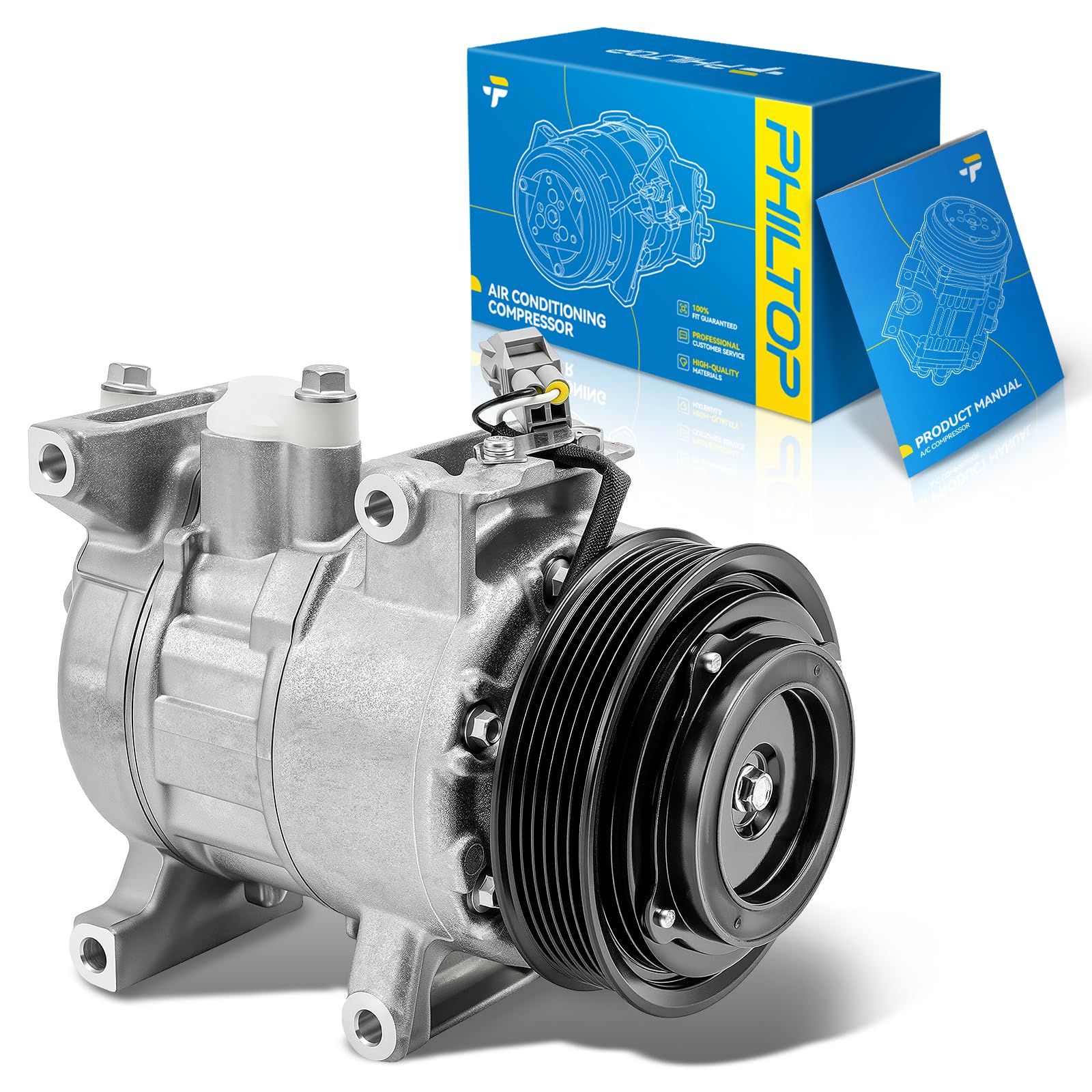 PHILTOP 198375 NEW Air Conditioner AC Compressor with Clutch for Dodge Charger 2014-2023 3.6L,Challenger 2015-2023 3.6L, Chrysler 300 2014-2023 3.6Liter