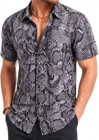 Cambkatl Men's Funky Irregular Dress Shirts