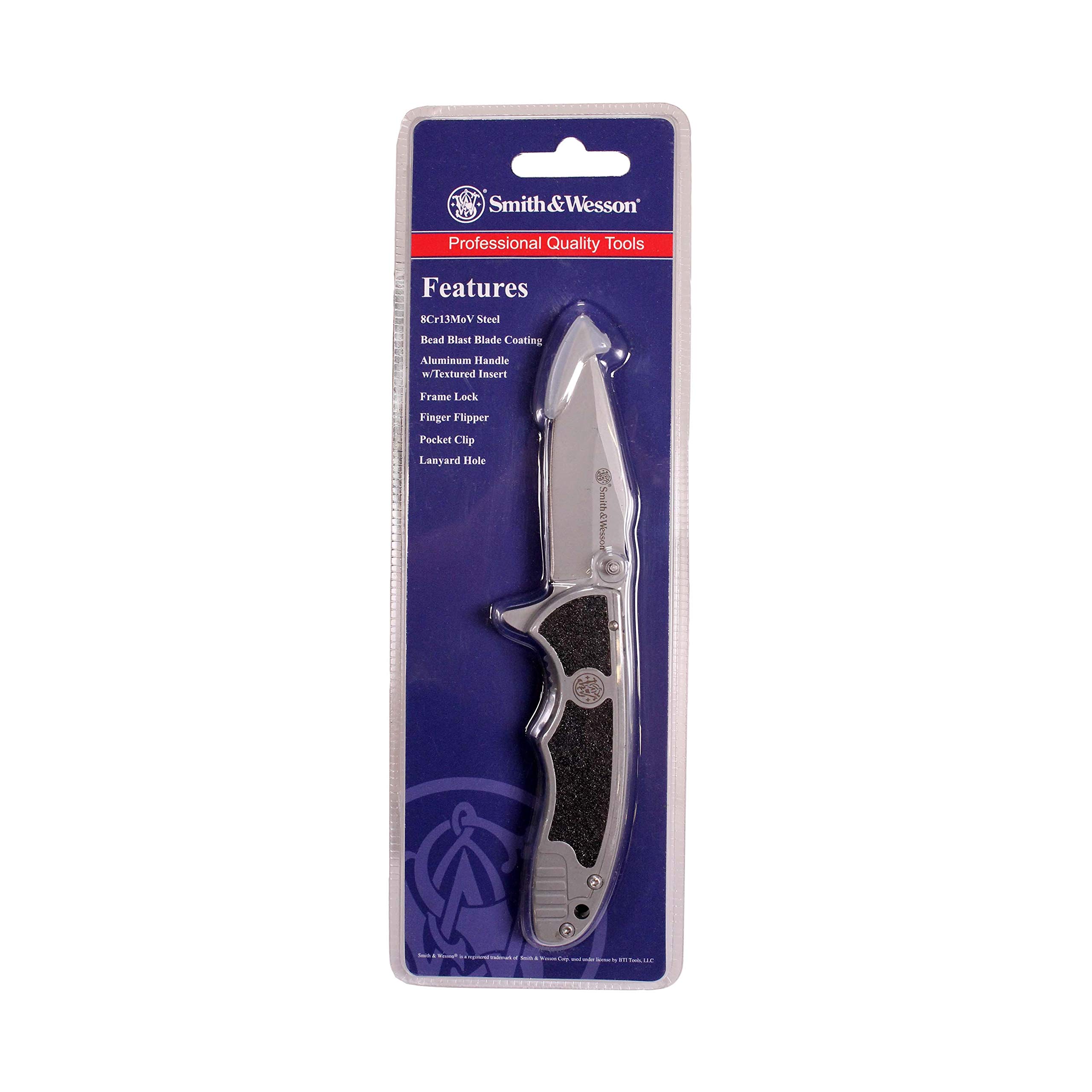 Smith & Wesson SW1100 6.3in S.S. Assisted Opening Knife with 2.75in Drop Point Blade and Aluminum Handle for Outdoor, Tactical, Survival and EDC,Black/Grey
