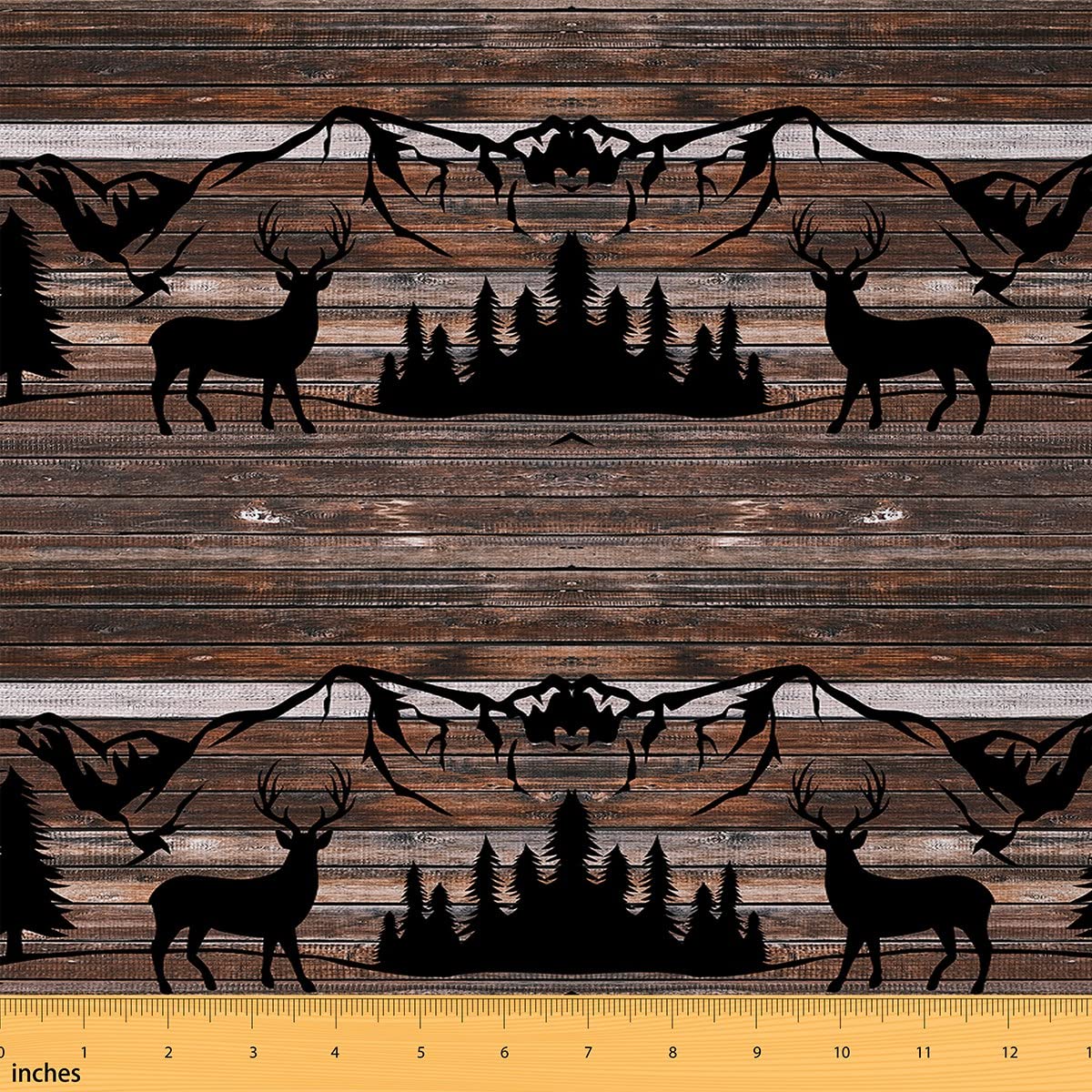 Cute Deer Fabric by The Yard 3D Wild Animal Pattern Waterproof Outdoor Fabric Room Decorative Deer Hunting Upholstery Fabric for Chairs Wood Grain Brown Black Upholstery Fabric,3 Yards