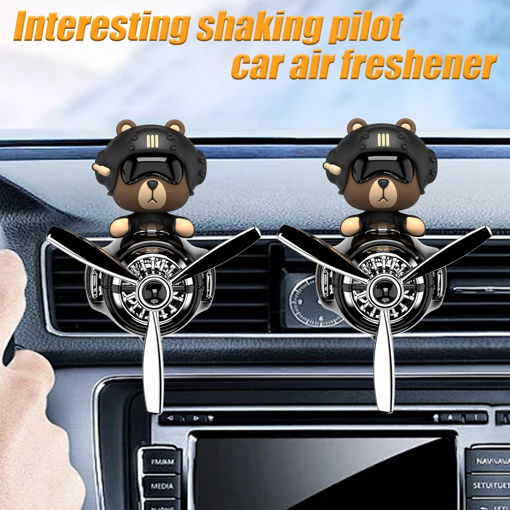 2 ambientadores para automóvil, difusor creativo de perfume para coche, accesorios automotrices, decoración de ventilación de aire con 8 tabletas aromáticas (negro 1+negro 1, M)