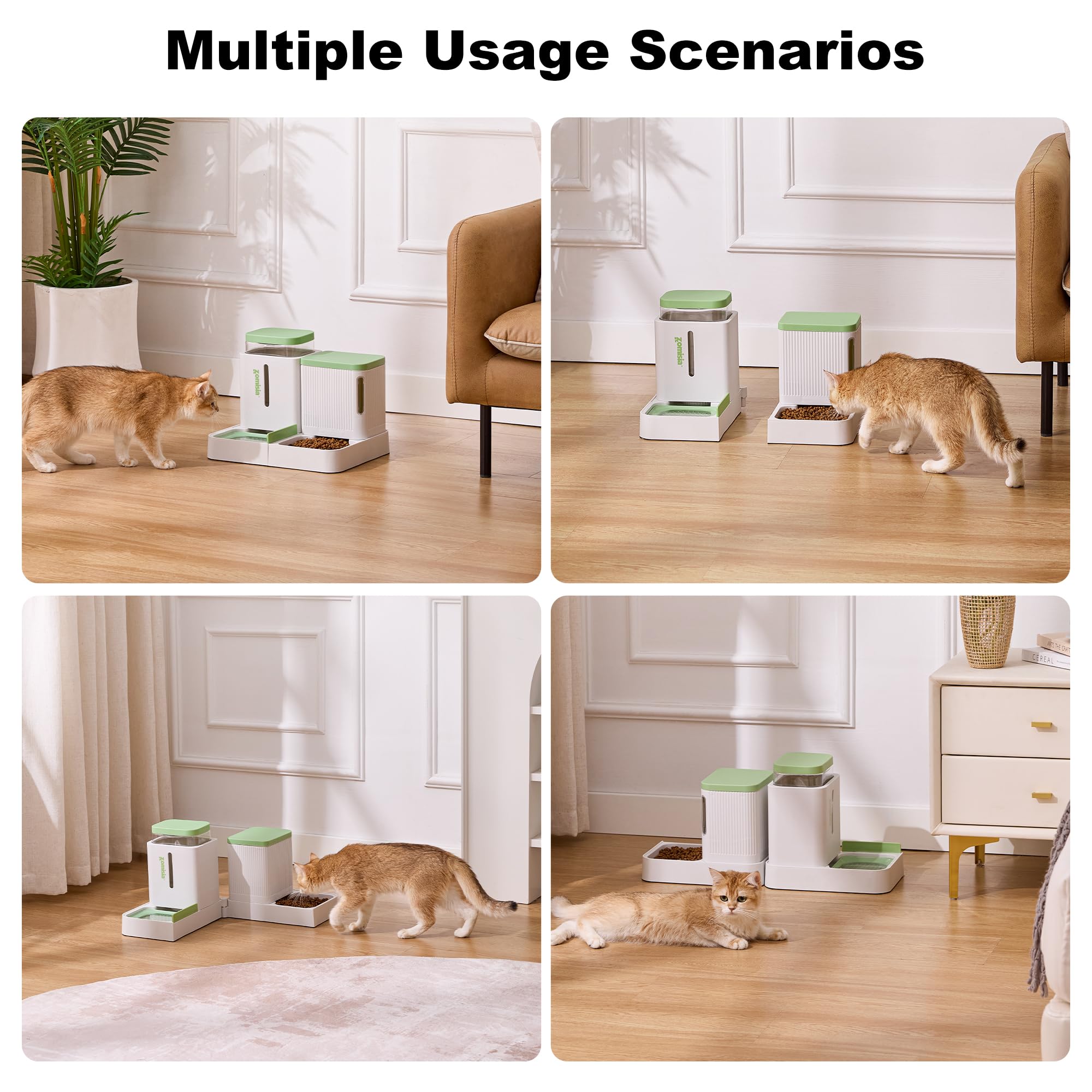 ZOMISIA - Abreuvoir et mangeoire pour chat par gravité, 2 en 1 avec mangeoire automatique pour chat avec rotation à 180 degrés, capacité de grande capacité pour chien, chiot et chaton de petite et