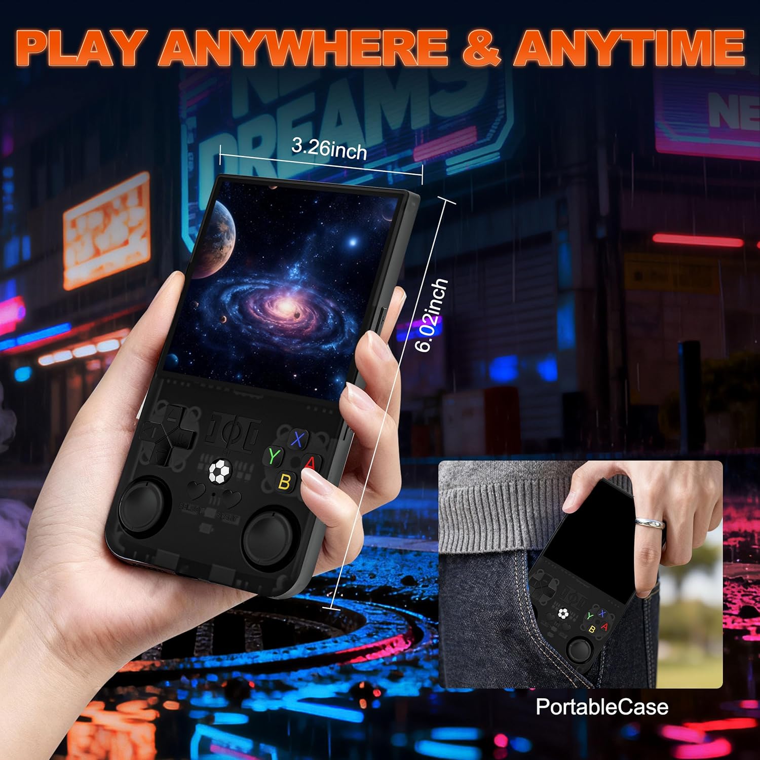 R36MAX Retro Handheld Game Console, 4.0 Inch IPS Screen, 64G TF Card, 4000mAh Battery, Plug and Play Portable Retro Gaming Console, Built-in 18,000+ Classic Game & 30+ Emulators - Black - Image 7