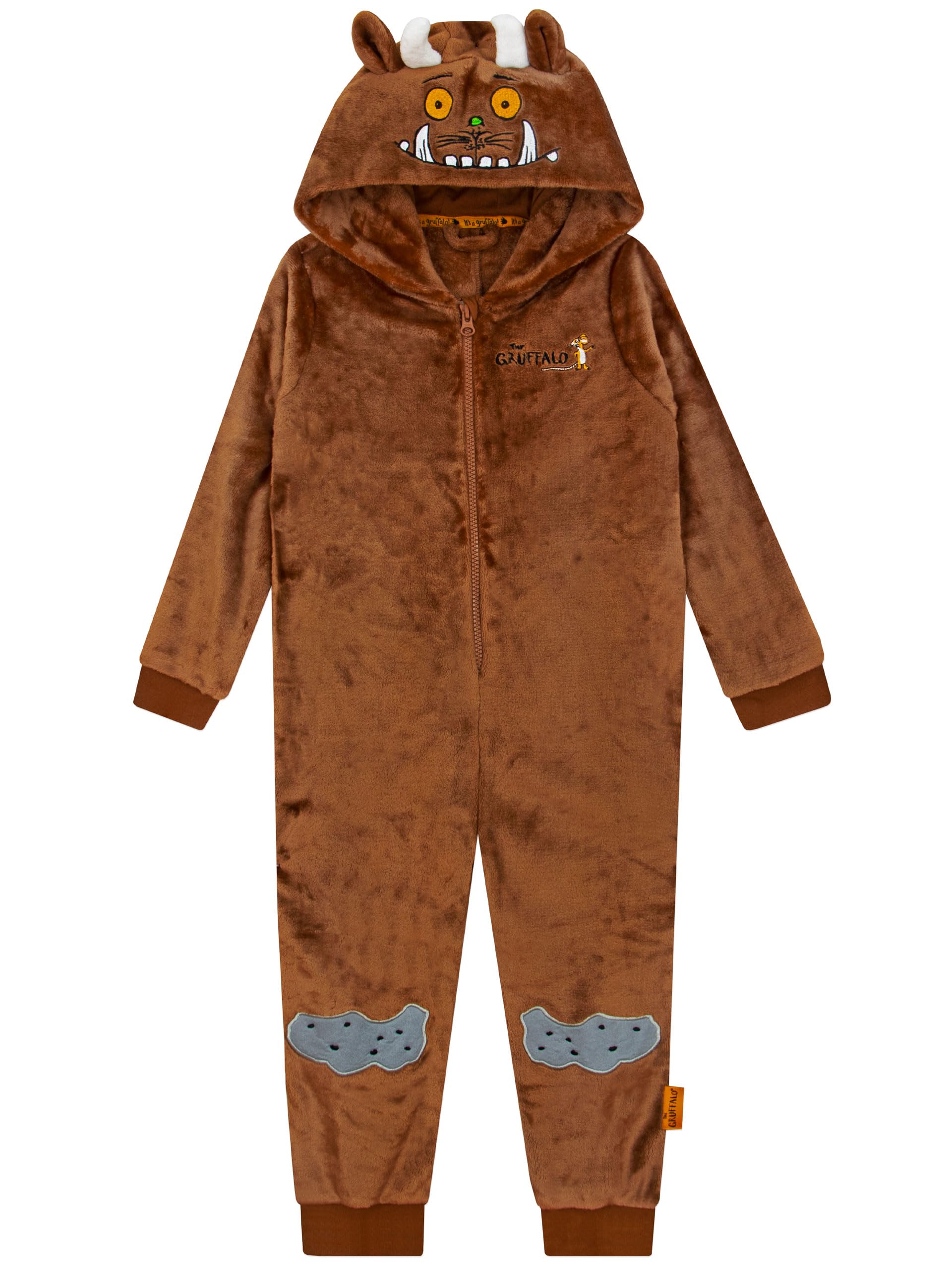Gruffalo Onesie | Boys Hooded Onesie With 3D Ears | Brown 6-7 Years