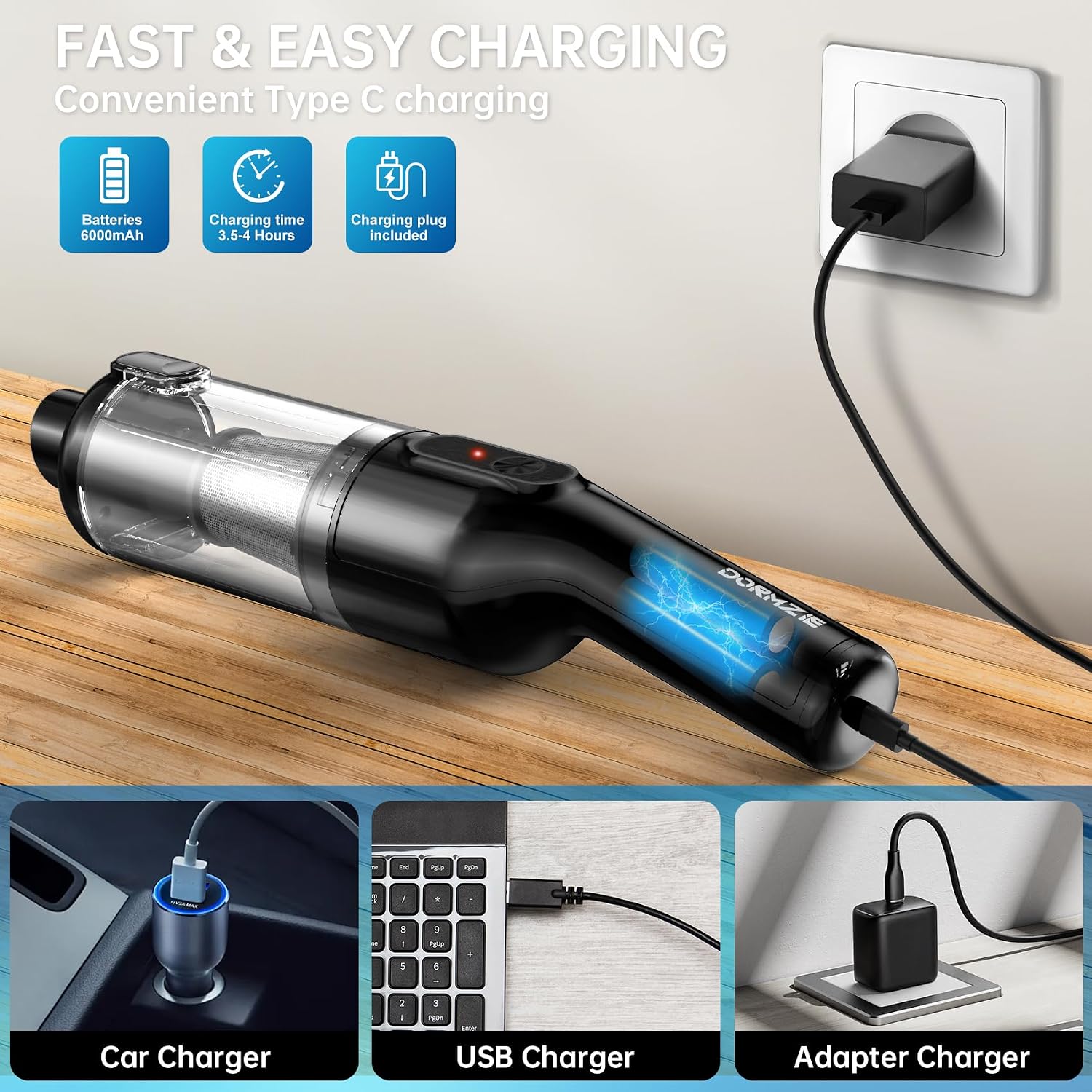 Handheld Vacuum Cordless, Portable Car Vacuum for Office Car Pets with Multiple Accessories image 5