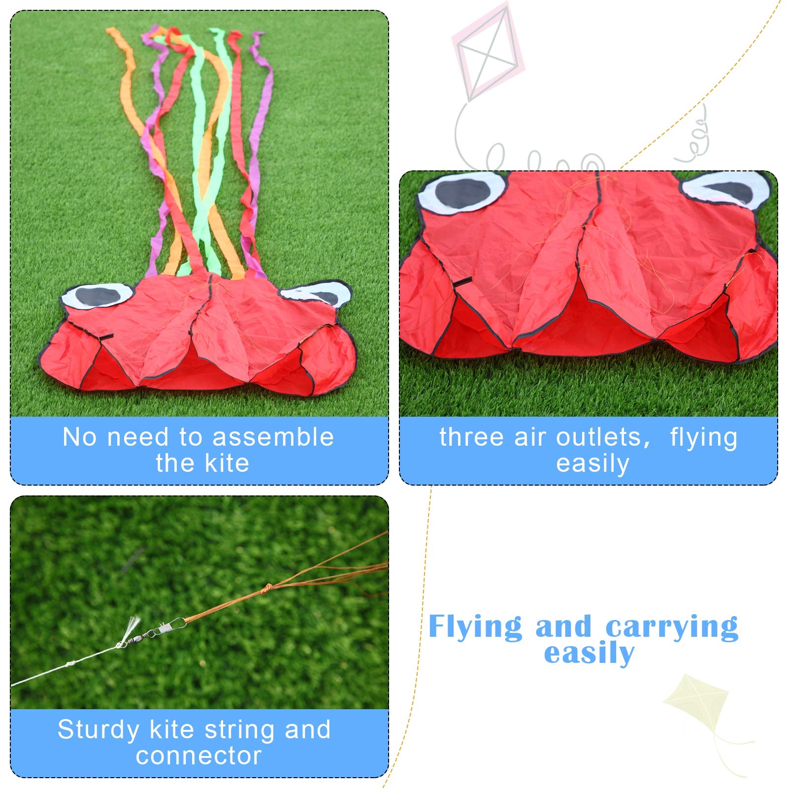 Skylety 6 Pieces Octopus Kite, Easy Flyer Kites with Long Tail, with a 100-meter Flying Line, Play with Kids on The Beach, Park, Outdoor Games and Activities - Image 5
