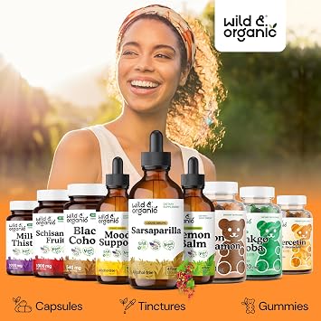 Wild & Organic Sarsaparilla Root Tincture - Overall Support - Sarsaparilla Extract Supplement - Vegan, Sugar & Alcohol-Free Liquid Drops - 4 fl oz