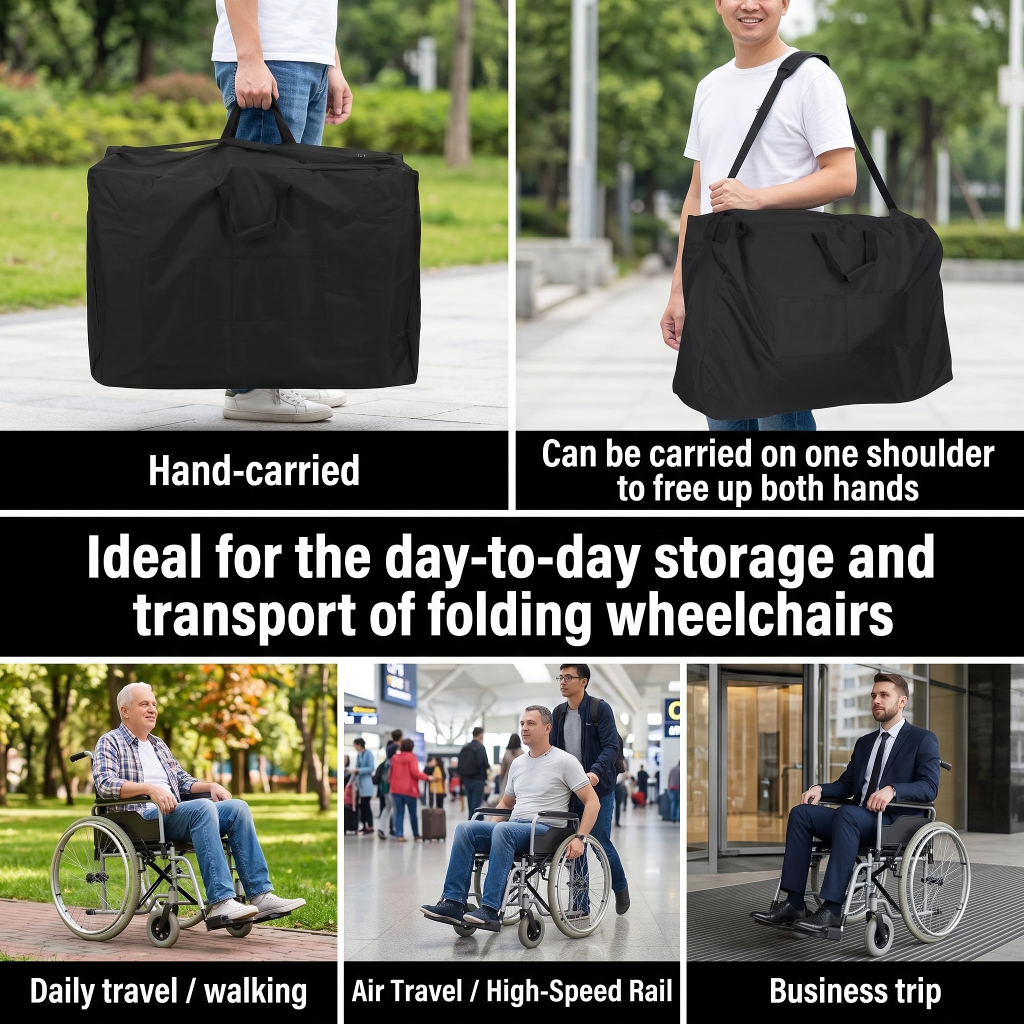 Bolsa de Viaje para Silla de Ruedas Plegable, Silla de Transporte Plegable a Prueba de Agua, Bolso de Mano, Accesorio para Exteriores