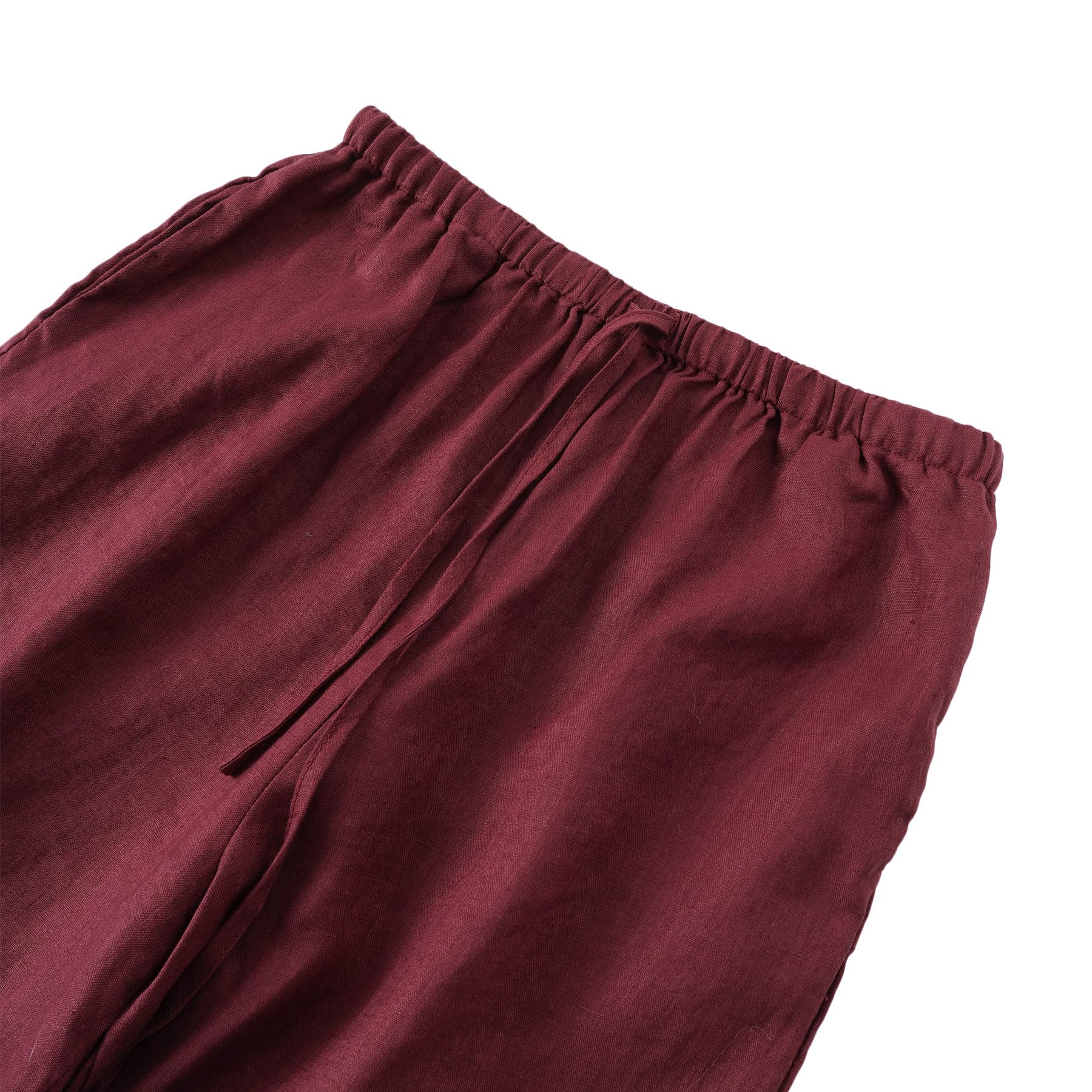 Amazhiyu - Pantaloni da donna in puro lino, estivi, vestibilità ampia, casual, a gamba larga, con tasche