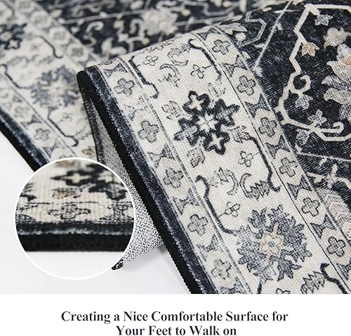 Miniatura 4 de Alfombra lavable para pasillo, alfombra de cocina de 2 x 7 pies, alfombra de entrada, alfombra vintage suave para el suelo, alfombra antideslizante