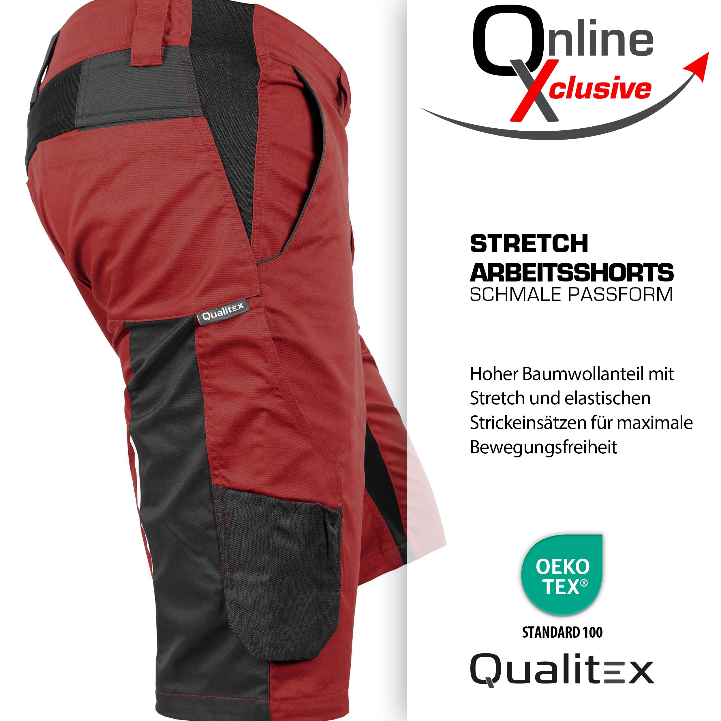 Qualitex iND Cargo Shorts Stretch Flex Arbeitsshorts Arbeitshose Workwear Herren Premium
