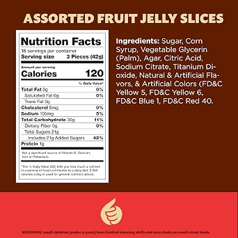 Fruit Slices Jelly Candy, Assorted Flavors, Gelatin Free Candy, 1.5 Lb Bag