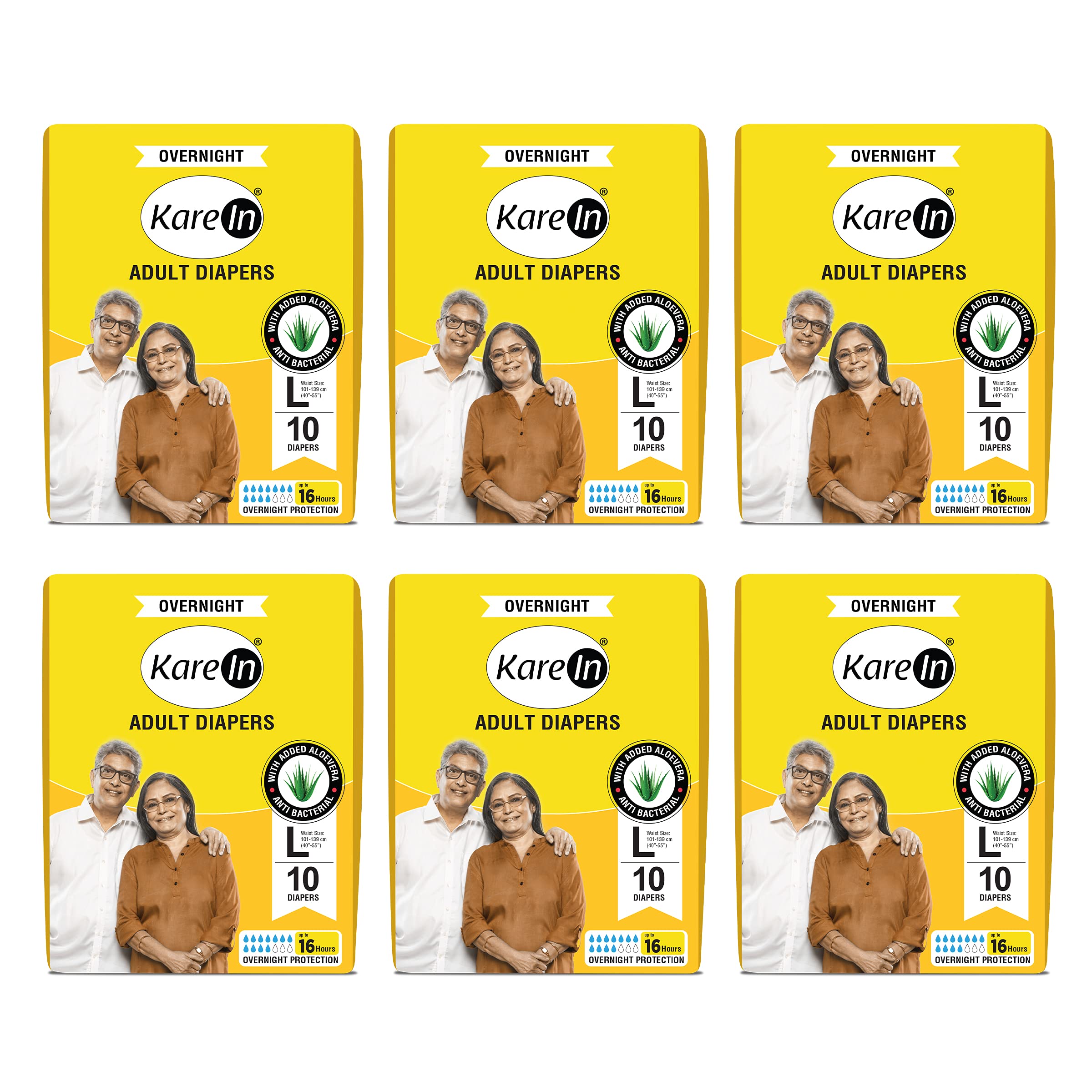 KareIn Unisex Adult Overnight Adult Diapers, Large, Waist Size 101-139 Cm (40"-55"), 60 Count, Tape Style, High Absorbency, Odour Free, With Aloe Vera Lotion, Leak Proof, Pack Of 6 (B097TLB5WF) Amazon Price History, Amazon Price Tracker