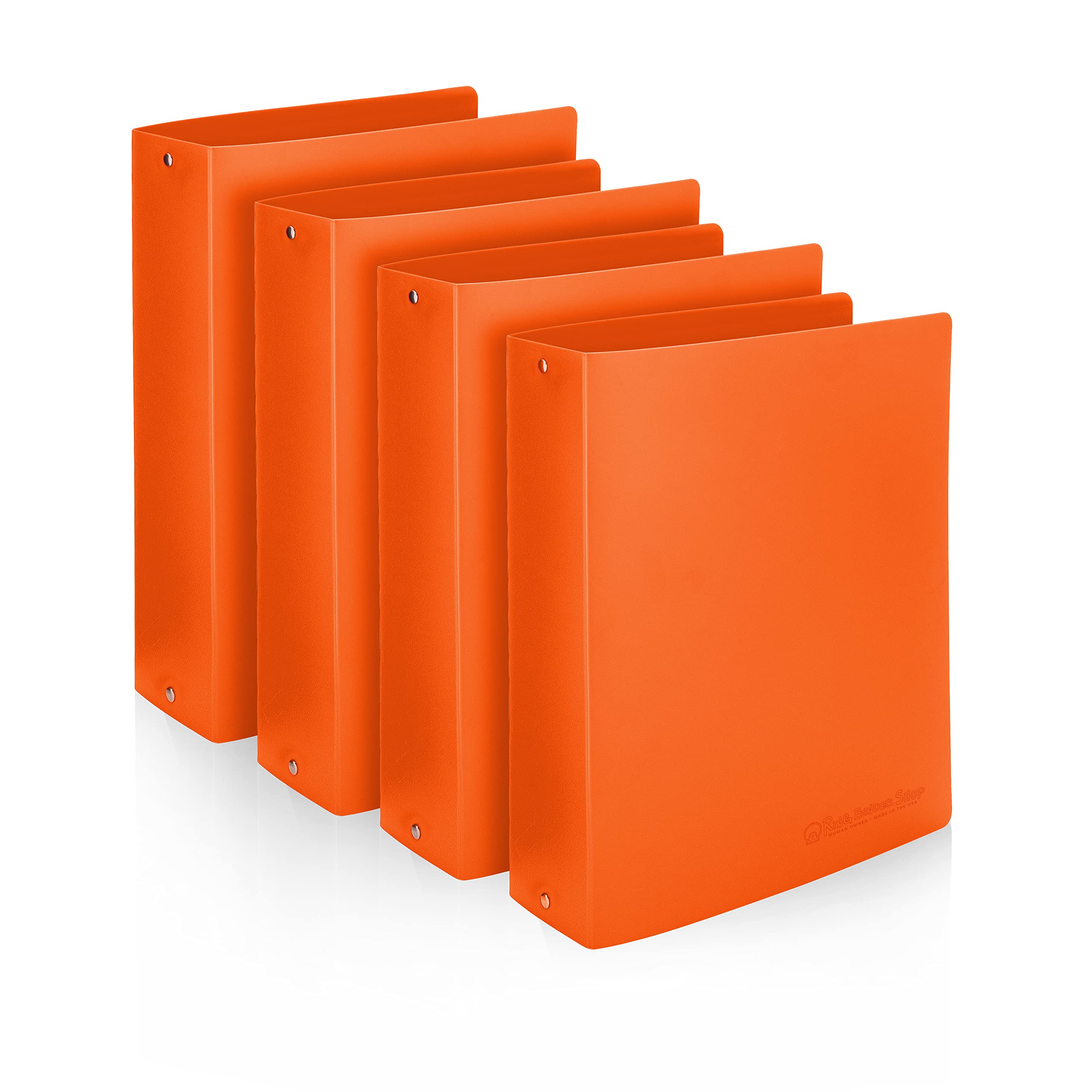 Premium Economy 3 Ring Binder, 2 Inch Pull-Open Round Rings, Holds 400 Sheets, Flexible, Lightweight, 4-Pack, Side Opening, Orange