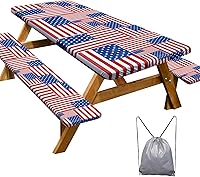 Vista 51 de Funda de mesa de picnic con fundas para bancos, elementos esenciales de camping, mantel de camping impermeable y a prueba de viento con bolsa