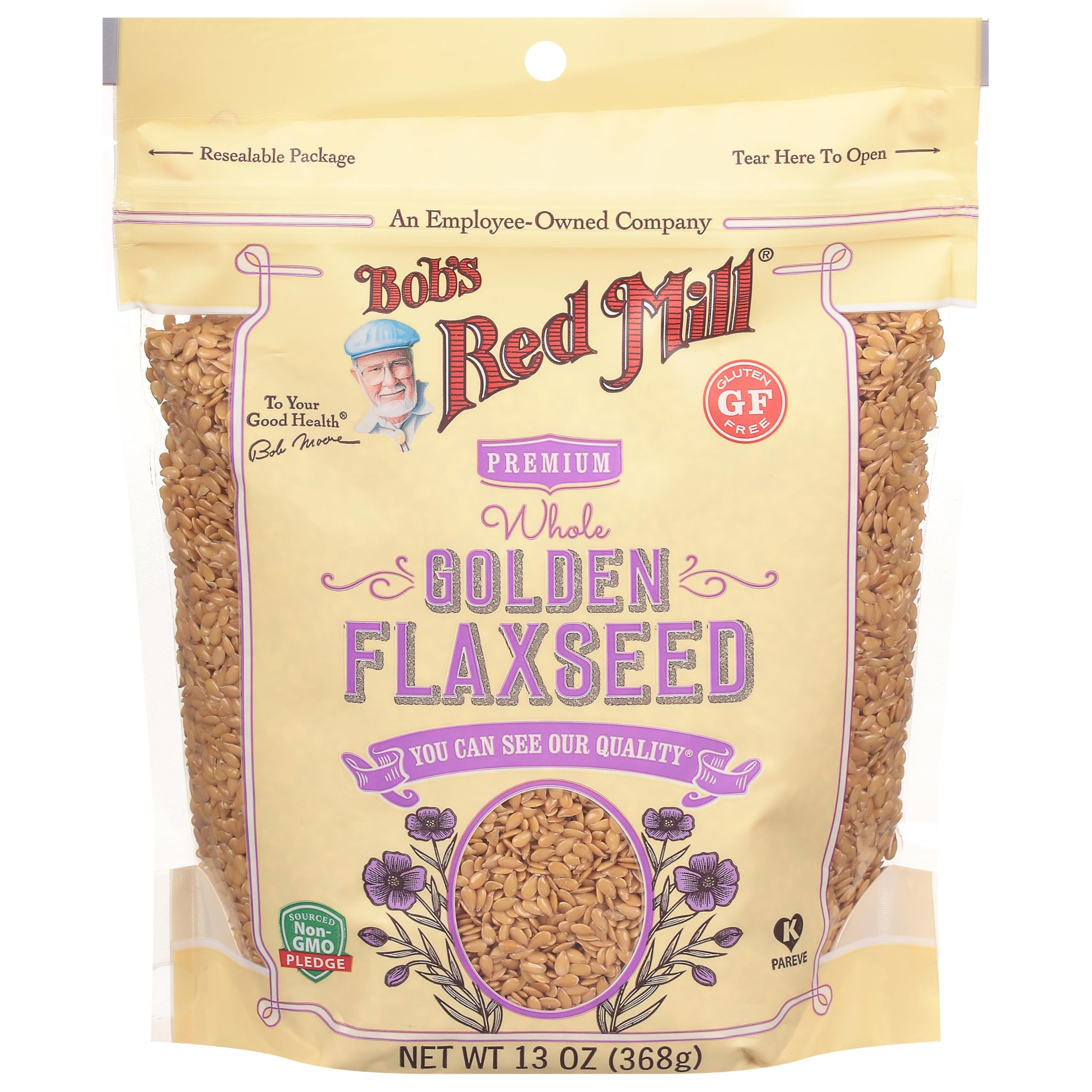 Bob's Red Mill Golden Flaxseeds, 13oz (Pack of 1) - Non GMO, Vegan, Paleo Friendly, Raw, Sproutable, Kosher