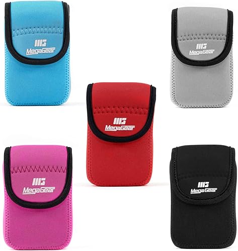 Miniatura 7 de MegaGear Nikon Coolpix W300, AW130, Ricoh WG-30W, WG-50 Funda de neopreno ultra ligera para cámara, con mosquetón, color negro, MG1276, piel