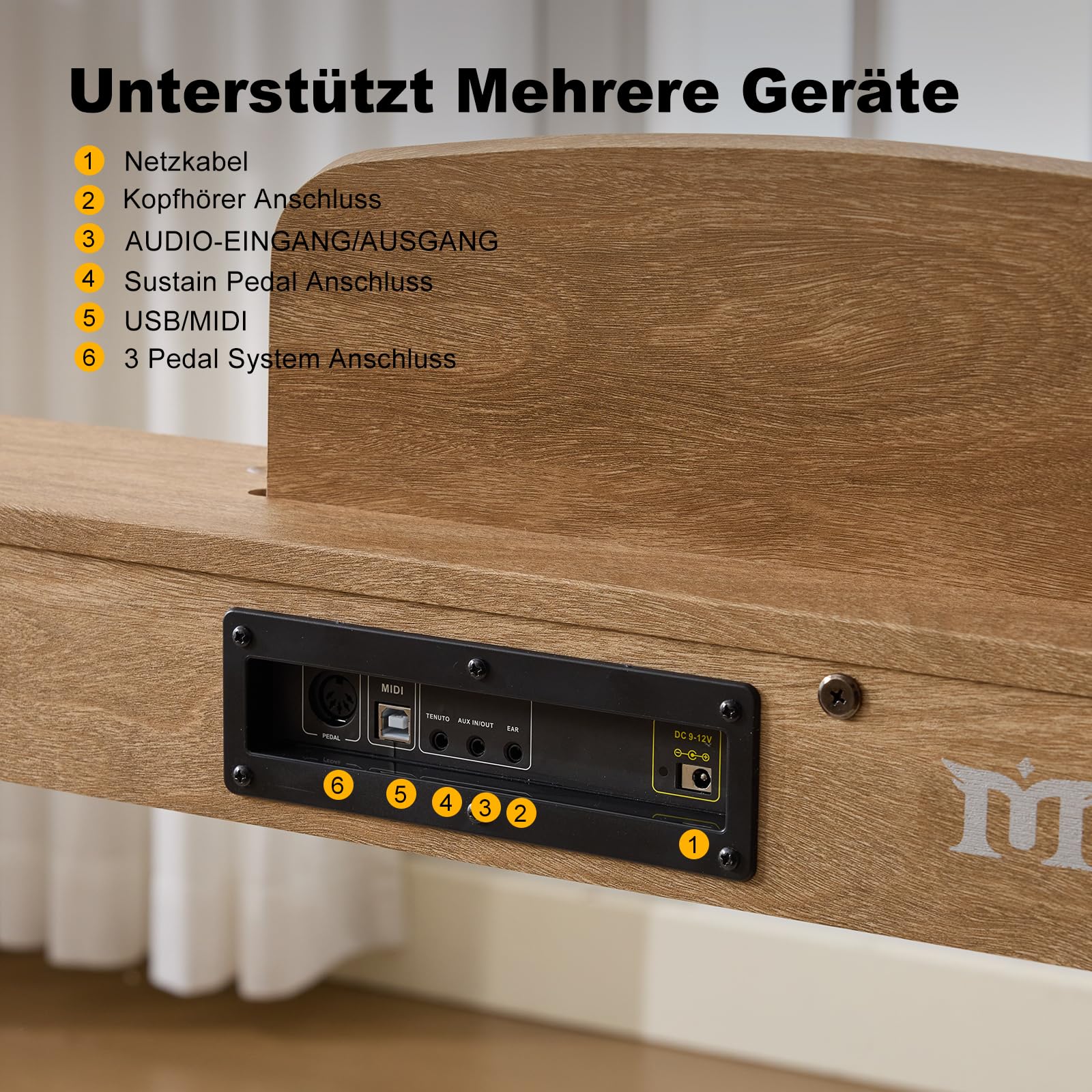 MUSTAR Piano digital de 88 teclas con sistema de 3 pedales para