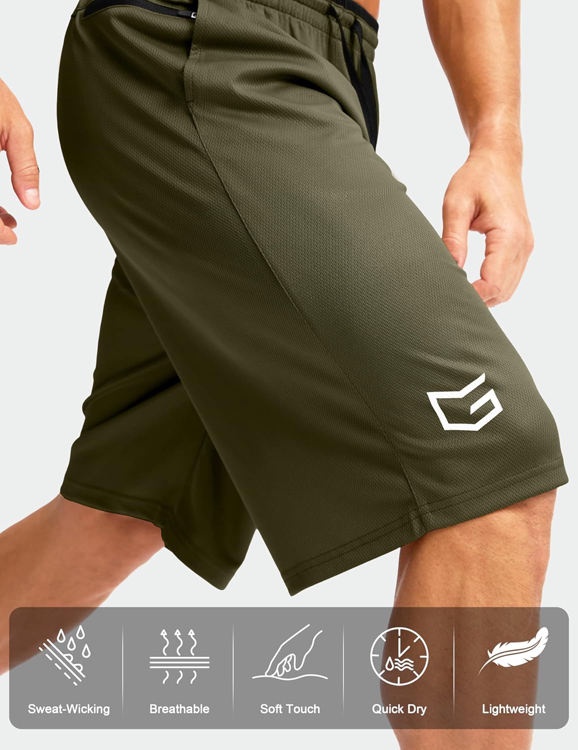 G Gradual Men's Long Basketball Shorts with Zipper Pocket 11'' Quick Dry Gym Shorts Lightweight Mesh Athletic Shorts for Men - Image 5