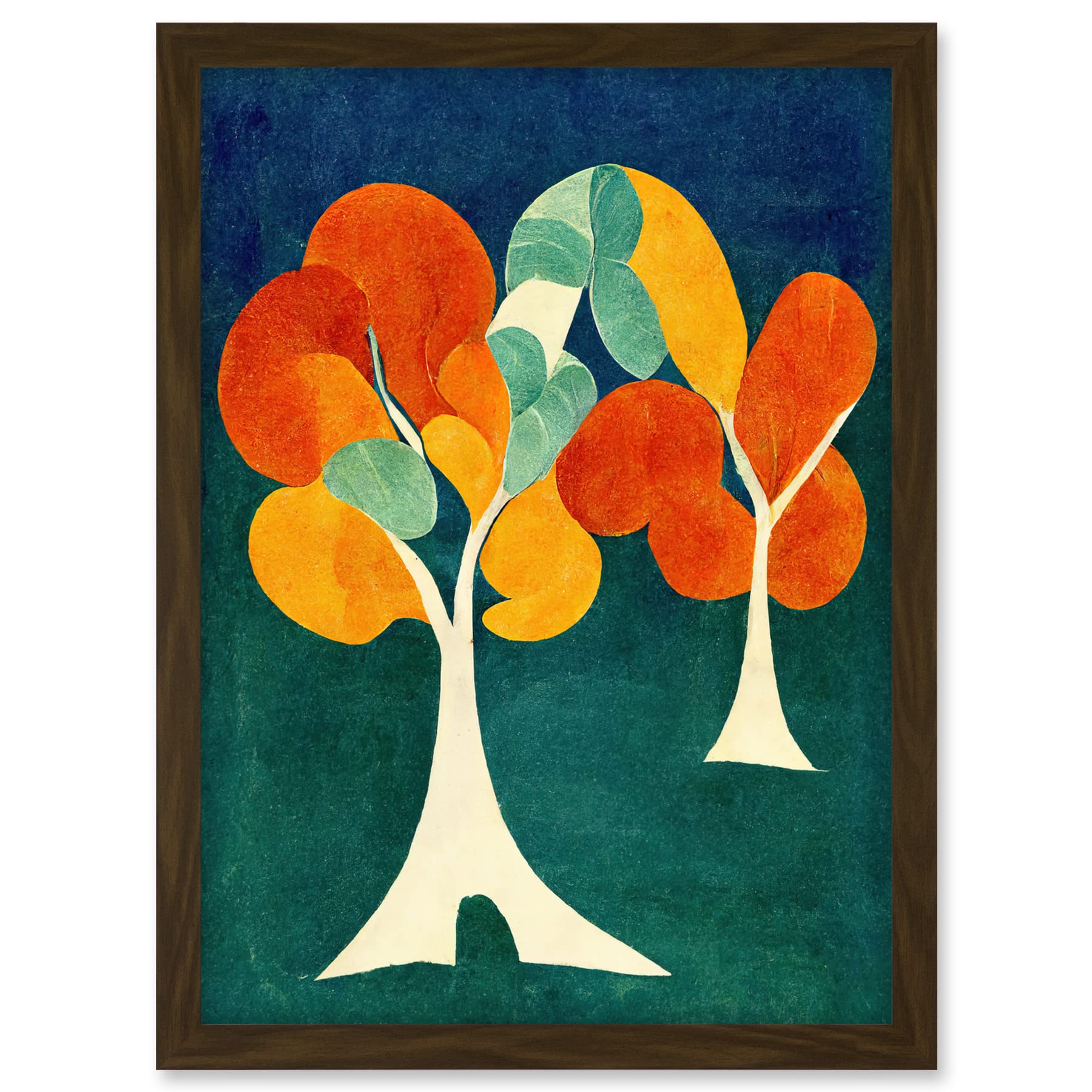 Doppelganger33 LTD Minimalistic Henri Matisse Style Autumn Fall Trees Abstract Artwork Framed A3 Wall Art Print