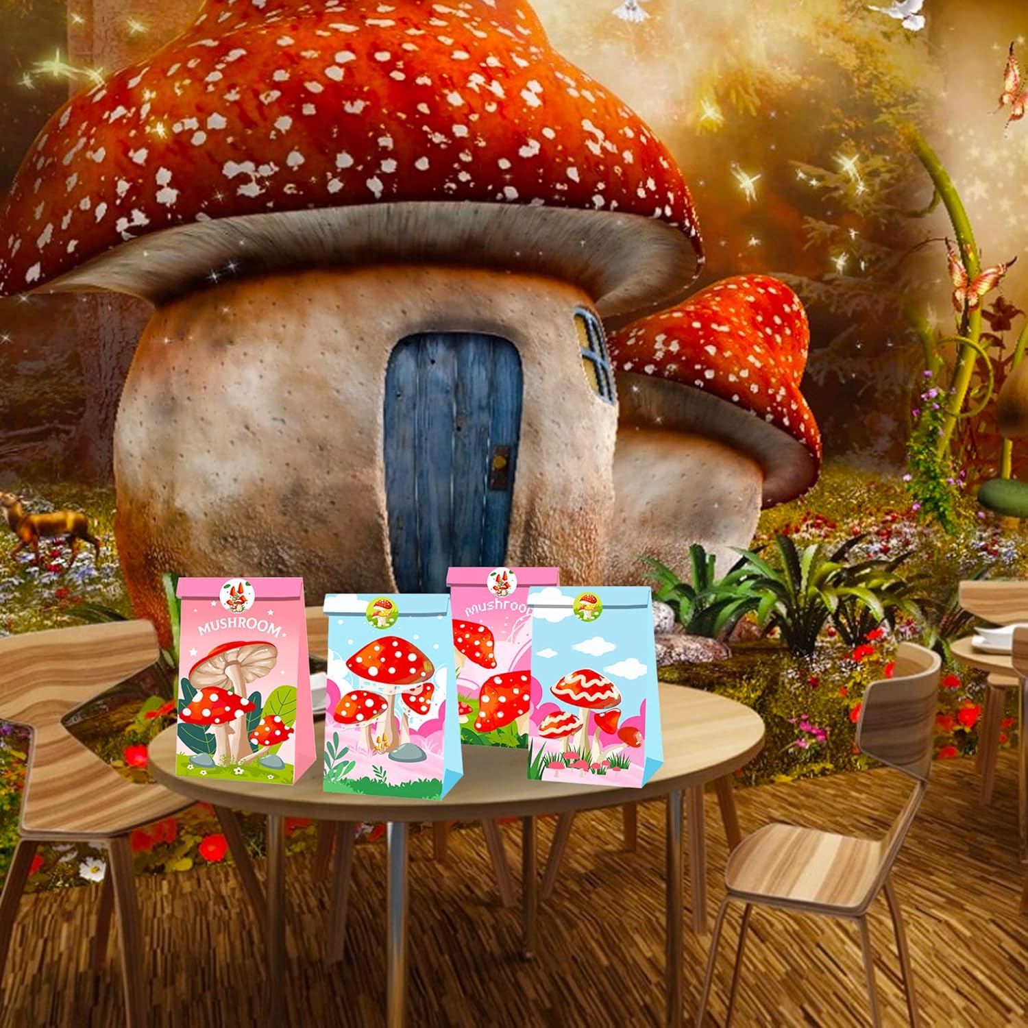 JeVenis 12 PCS Mushroom Party Favors Bags Red Toadstool Party Boxes Wild Mushrooms Party Supplies Fairy House Party Favors Bags - Image 7