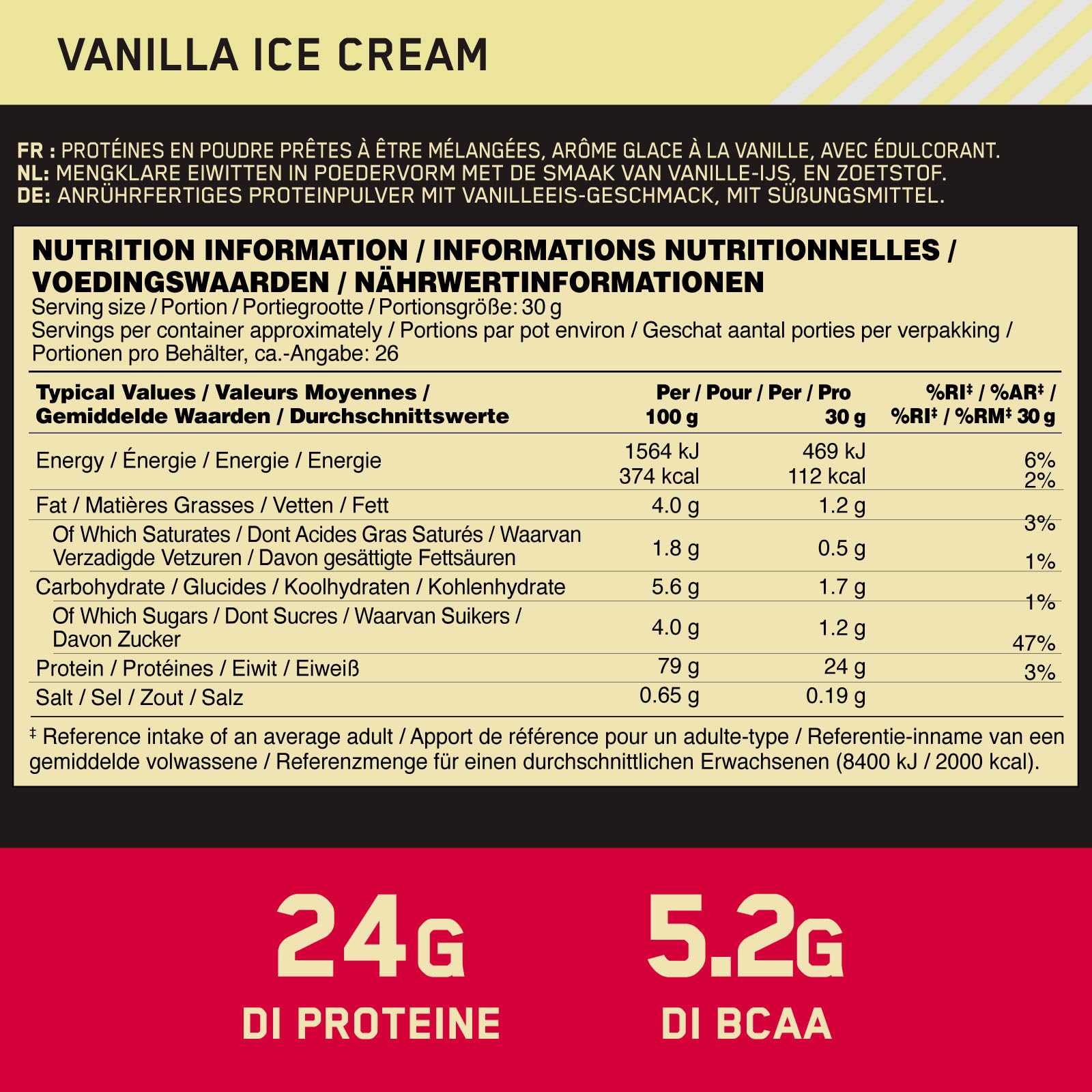 Optimum Nutrition Gold Standard 100% Whey Proteine in Polvere e Aminoacidi Gelato alla Vaniglia 780g 26 Porzioni + Micronised Creatine Monohydrate Performance Non Aromatizzata 317g 93 Porzioni