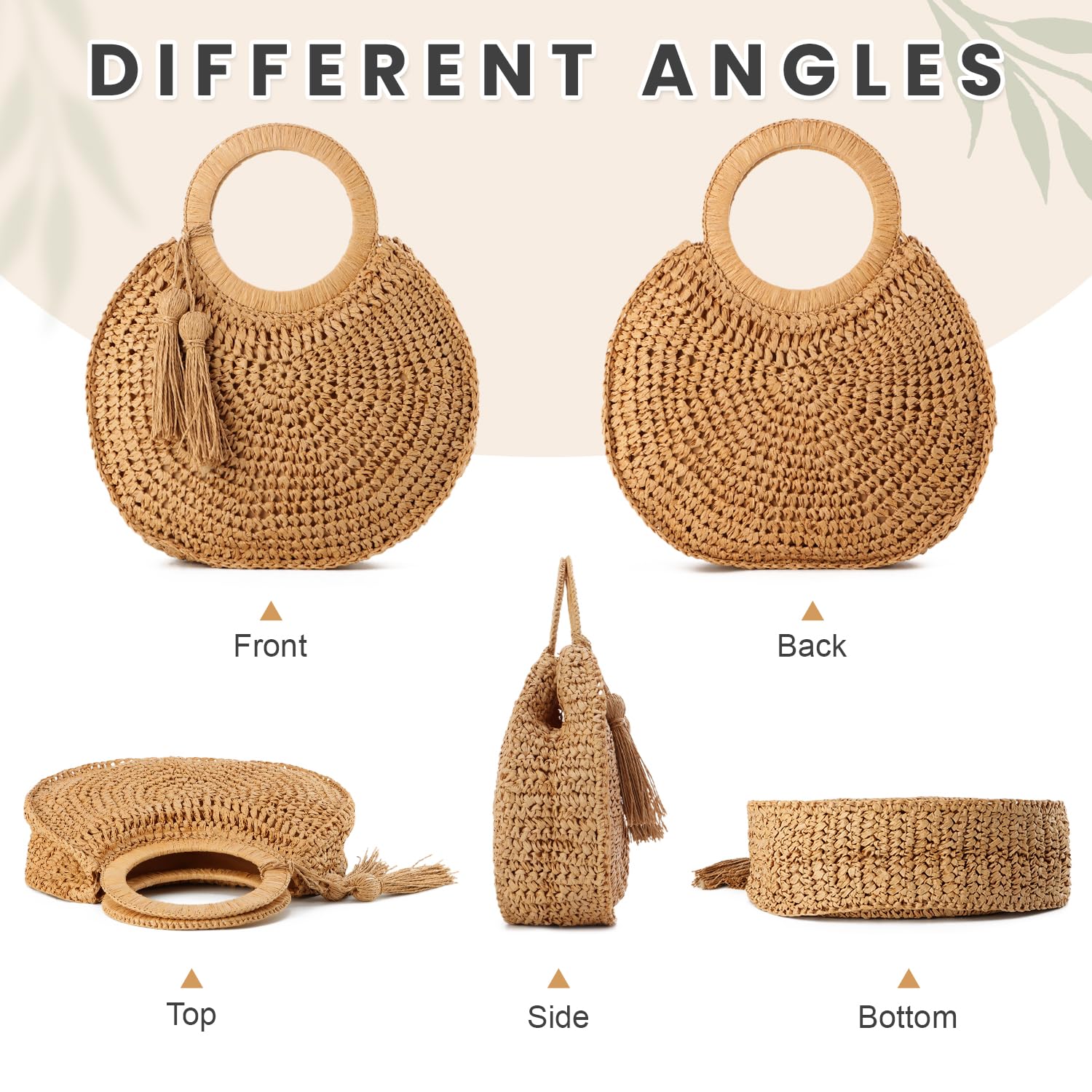 EVEOUT Pochette en Paille pour Femmes Sac à main en paille tressée pour l'été Clutches en Paille pour Mariage plage vacances