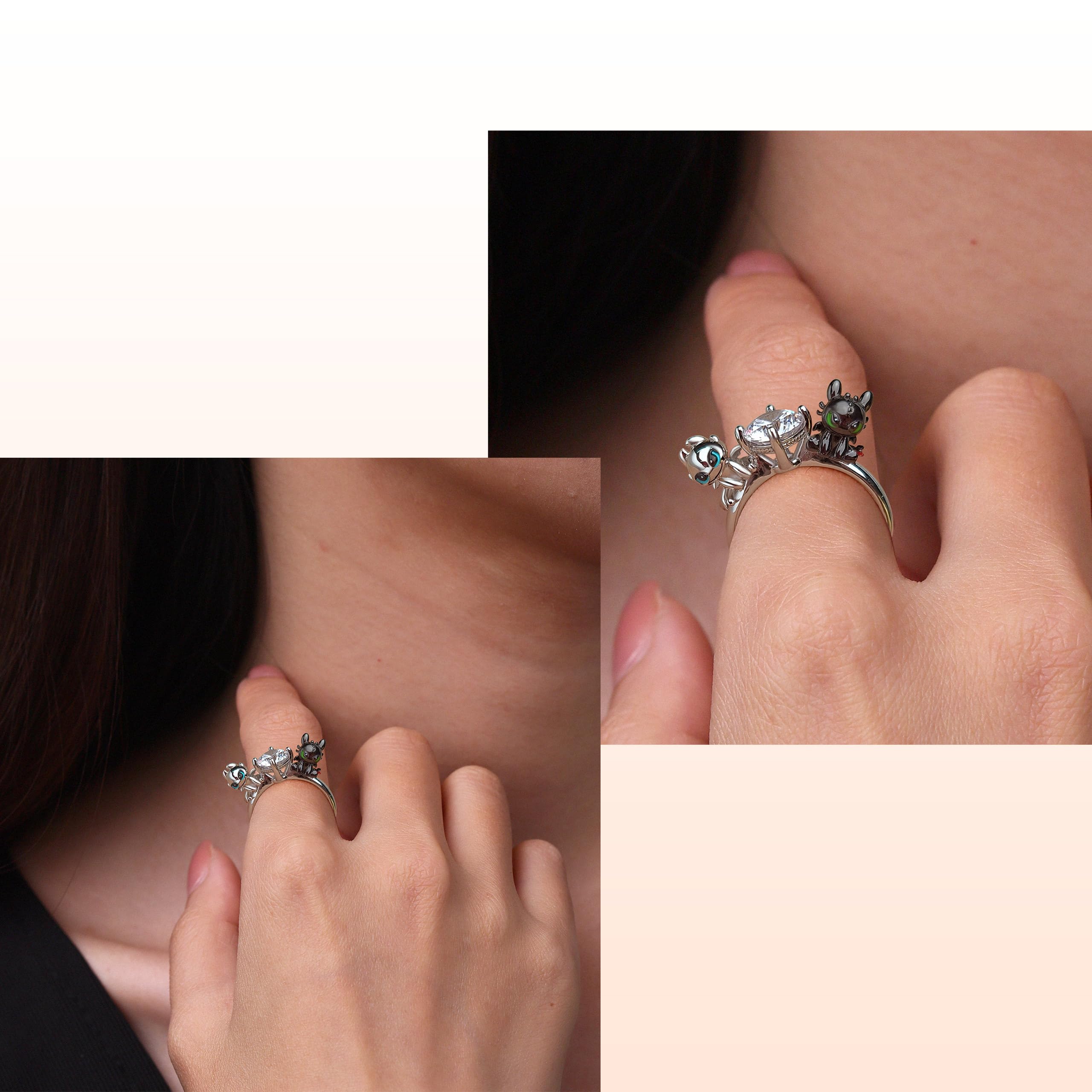 GNOCE How to Train Your Dragon Bague Krokmou & Furie Éclair En Argent Sterling Bijoux Cadeau pour Femmes Filles Fille