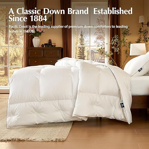 Miniatura 9 de Pacific Coast Edredón de plumón de ganso tamaño individual, 100% algodón, extra esponjoso, relleno de edredón blanco, suave, transpirable, para
