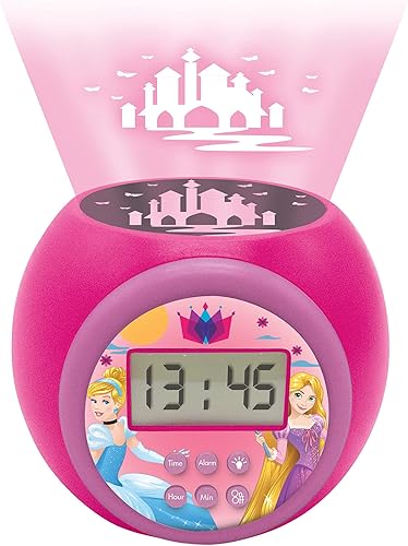 Miniatura 2 de LEXIBOOK Reloj proyector Disney Princess con función de alarma de repetición, luz nocturna con temporizador, pantalla LCD, funciona con pilas