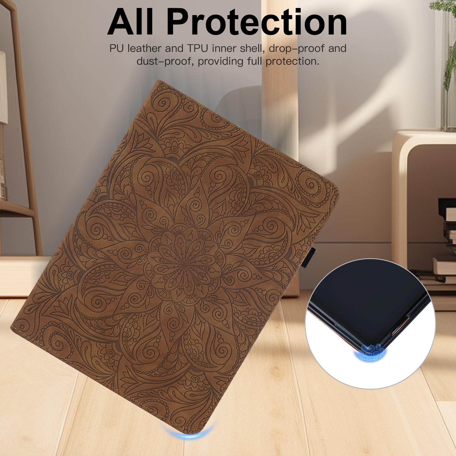 Custodia per iPad (A16) 11 Generazione 11 Pollici 2025/iPad 10 Generazione 10,9 Pollici 2022, Custodia in Pelle PU con Supporto Girevole a 360° e Slot, Protettiva Smart Cover, Marrone