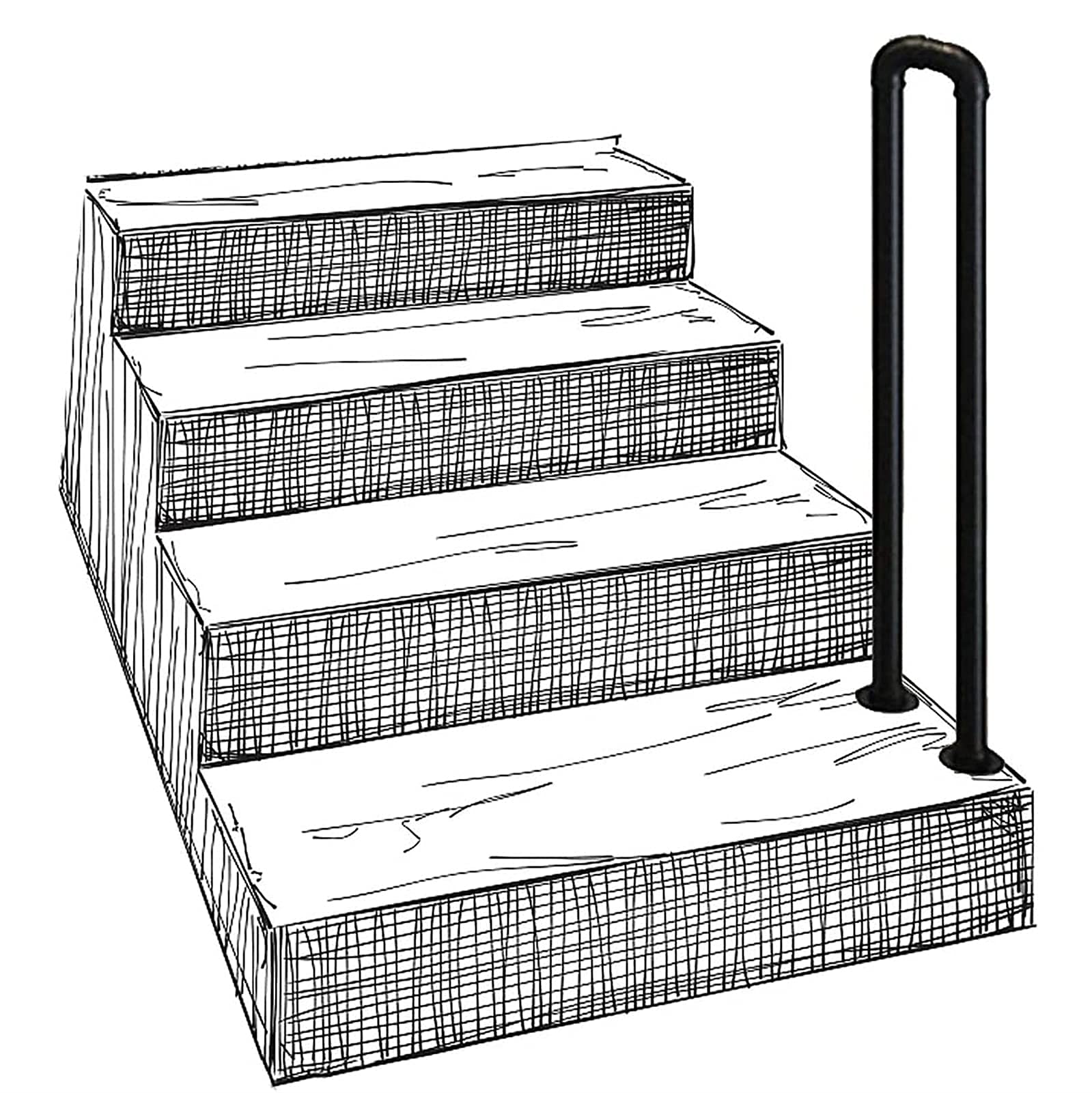 Gyeqxkt Black Ushaped Wrought Iron Grab Rail Antislip Handrail For Outdoor Steps & Indoor Stairs Durable Safety Rail For Porch Deck & Home Use
