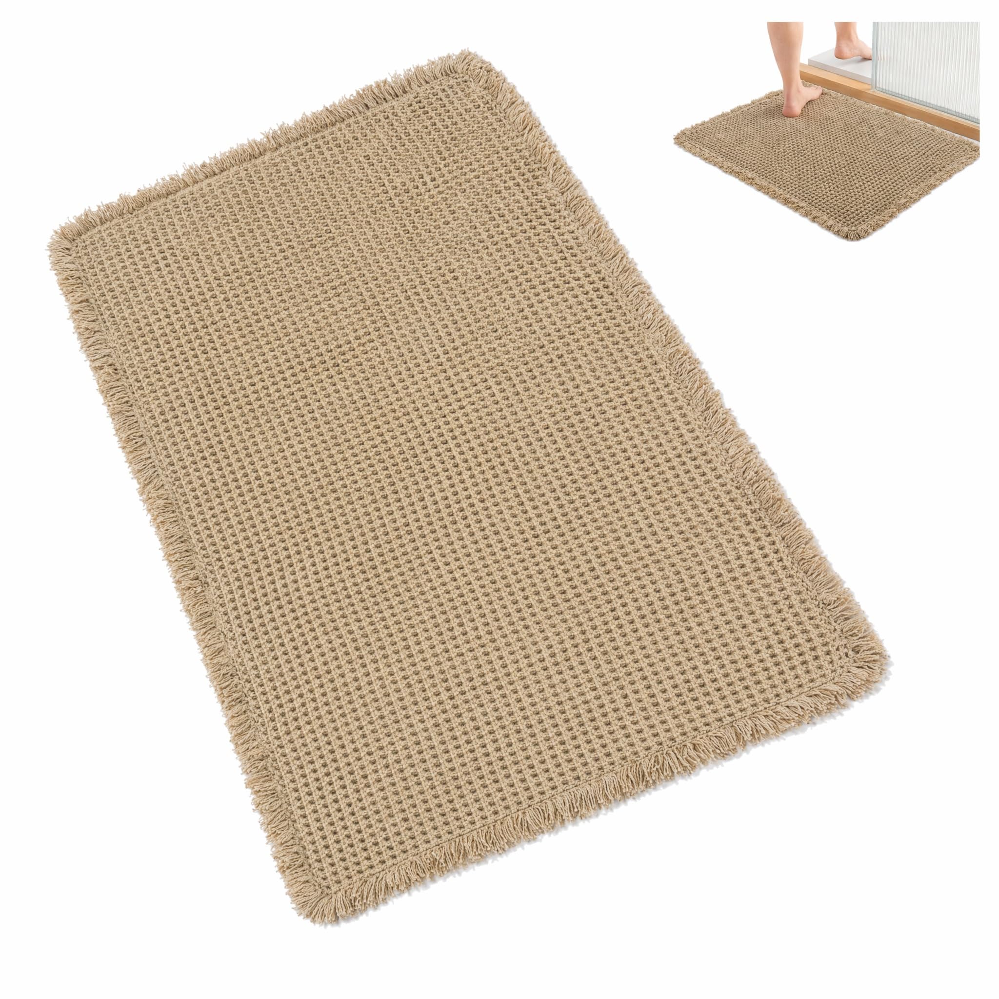Yattuyix Bath Mat, 50×80×2 cm Absorbent Bathroom Mat for Bathrooms(Camel)
