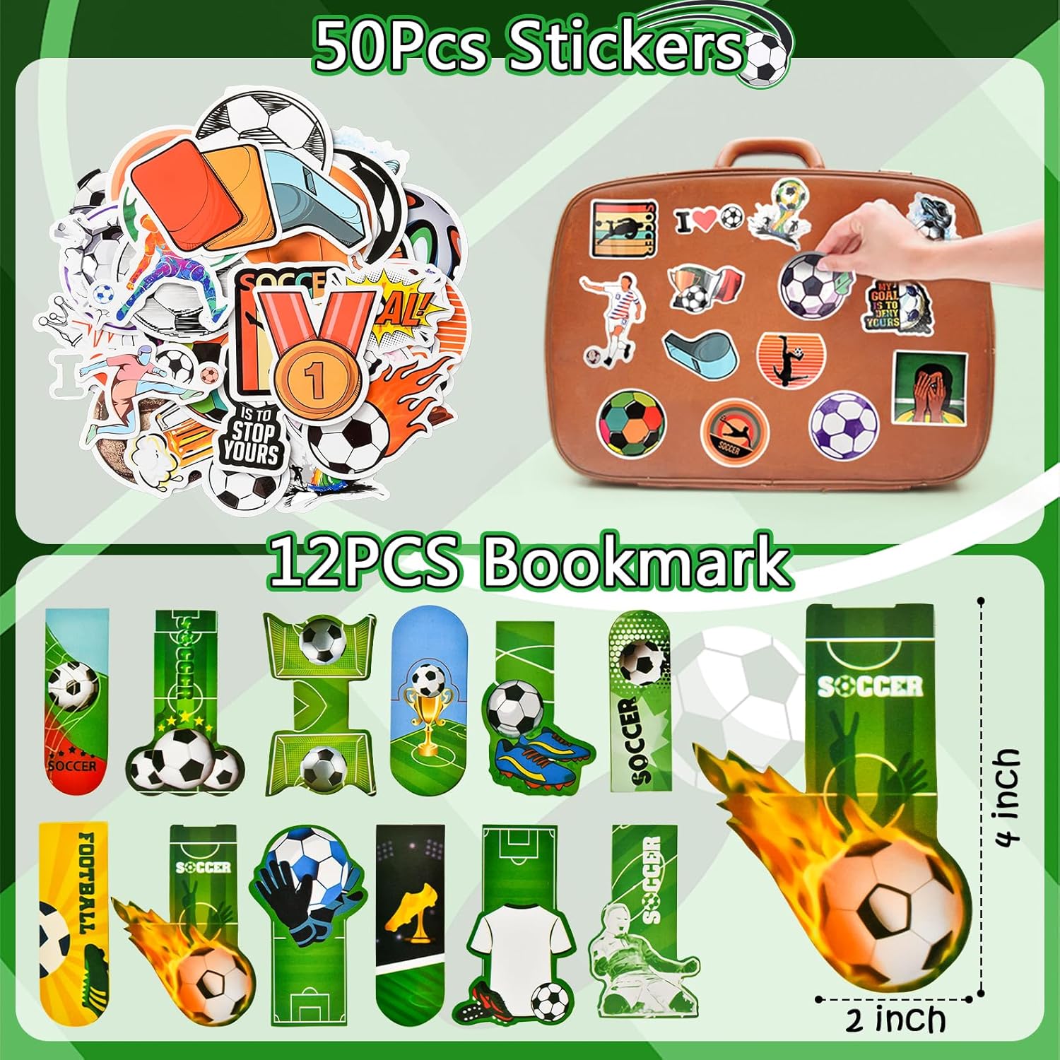 Soccer Party Favors Birthday Supplies School Stationery Bulk - Mini Notebook Pencil Eraser Bookmark Sharpener Bag Sticker, Goodie Stuffer Pinata Filler Boy Kids Soccer Themed Party Supplies - Image 6