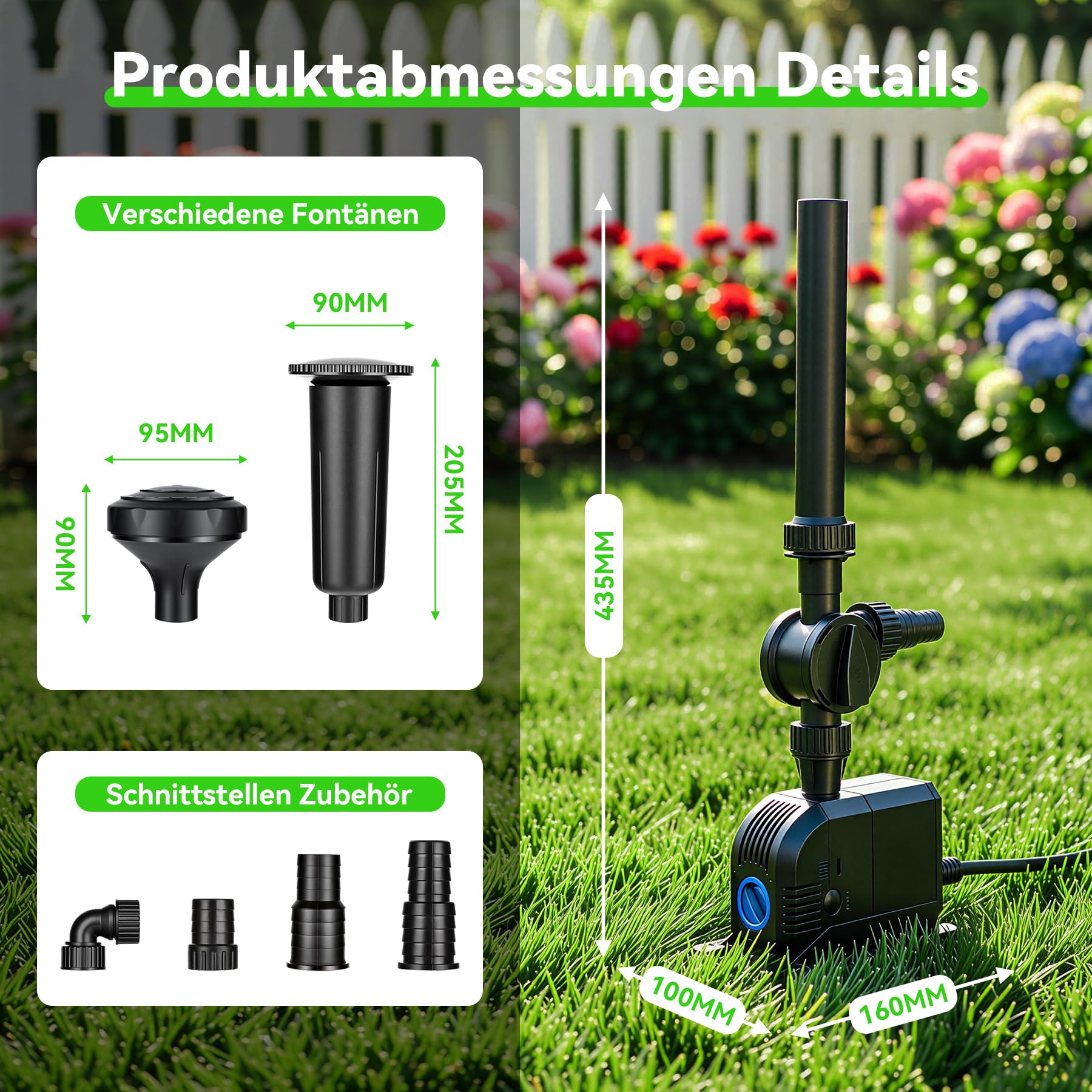 2500L/h 45W Garten Springbrunnenpumpe Teichpumpe Wasserspielpumpe Bachlaufpumpe Wasserpumpe Fontäne