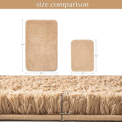 Miniatura 2 de Ashler - Juego de 2 alfombras de baño rojas, 2 piezas, tapetes de baño rectangulares de microfibra suave, lavables a máquina, 17 x 24 y 20 x 32