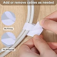 Vista 6 de 100 correas de cable de para debajo del escritorio, gestión de cables autoadhesivos, organizador de cables ajustable para escritorio, hogar, Blanco
