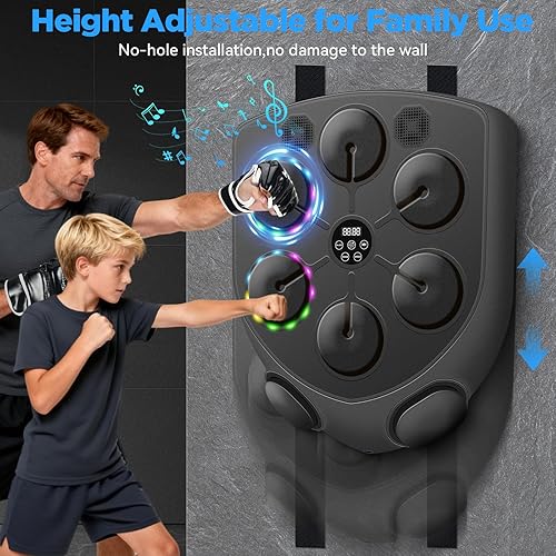 Miniatura 5 de Máquina de boxeo de música, máquina de boxeo inteligente para adultos con guantes de boxeo, 9 modos y 9 velocidades, máquina de perforación de