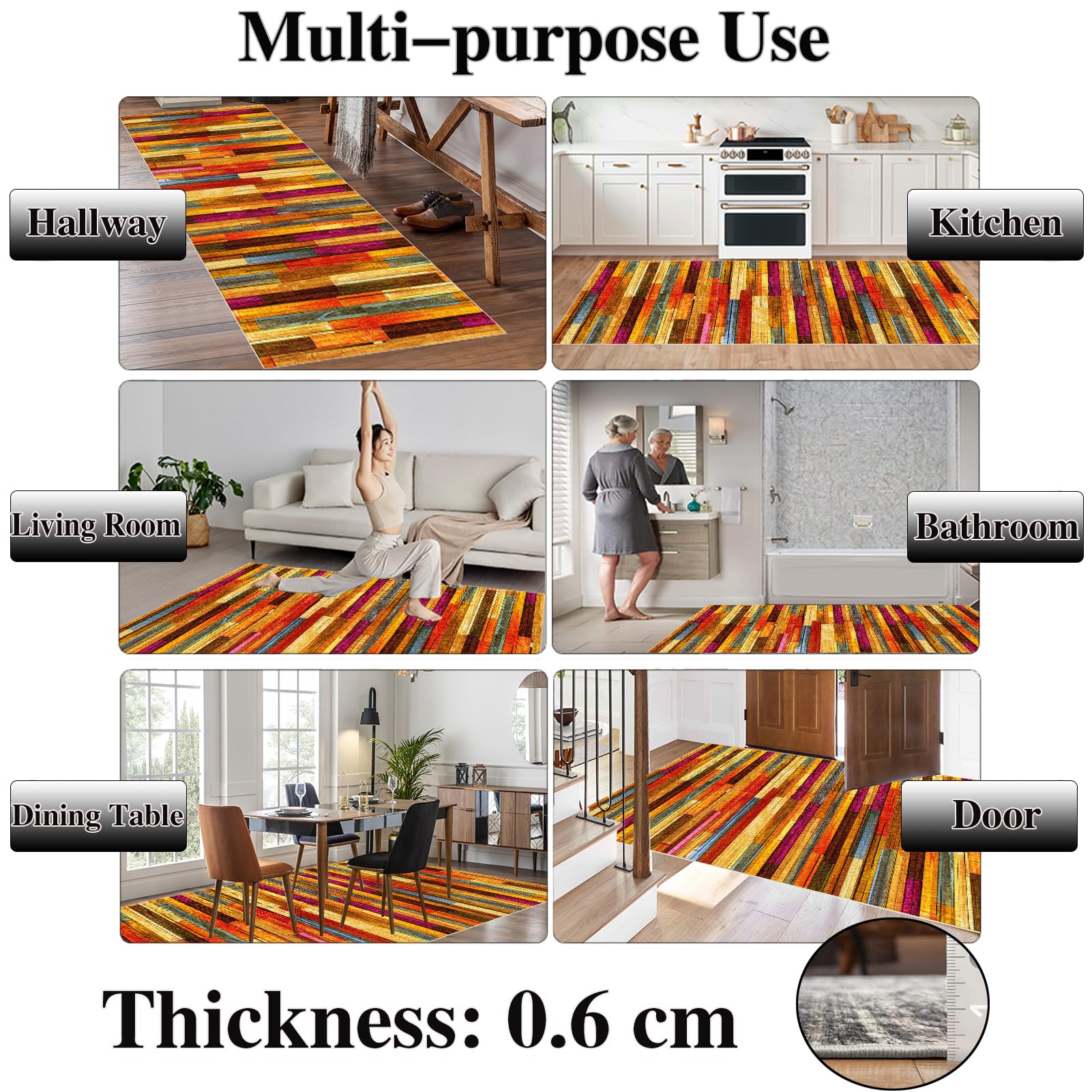 Läufer Teppich für Flur 40 x 300 cm Küchen Läufer Teppiche Rutschfester Waschbar Teppichläufer Flur Modern Küchenteppich Fußmatte Lang Schlafzimmer Entryway Runner Teppich Küchenläufer Matte