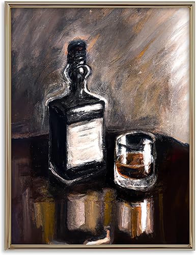 Bourbon Wall Decor - Modern Scotch Whiskey Cocktail Art Print for Bar Bartender - Gift For Men - Home Decoration for Kitchen, Dining Room, Man Cave