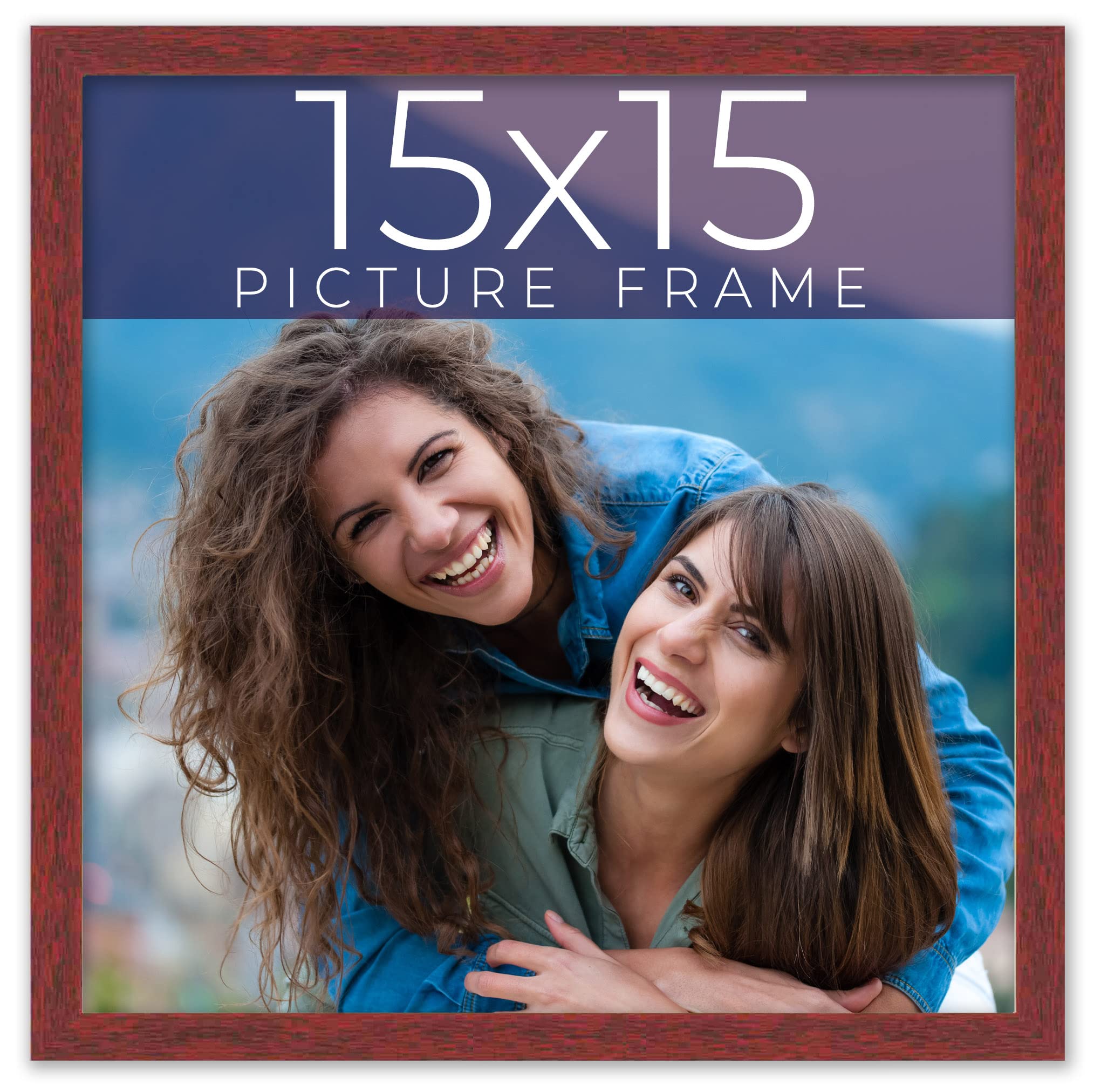 Amazon.co.jp: 15x15 ダークブラウン 本物の木製写真フレーム 幅0.75