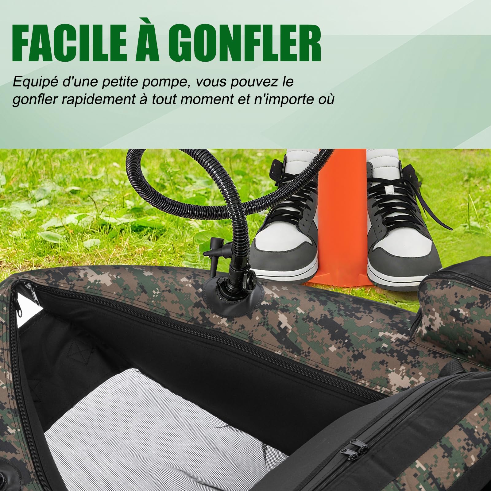 LEADZM Bateau De Pêche Gonflable Camouflage, Float Tube Avec