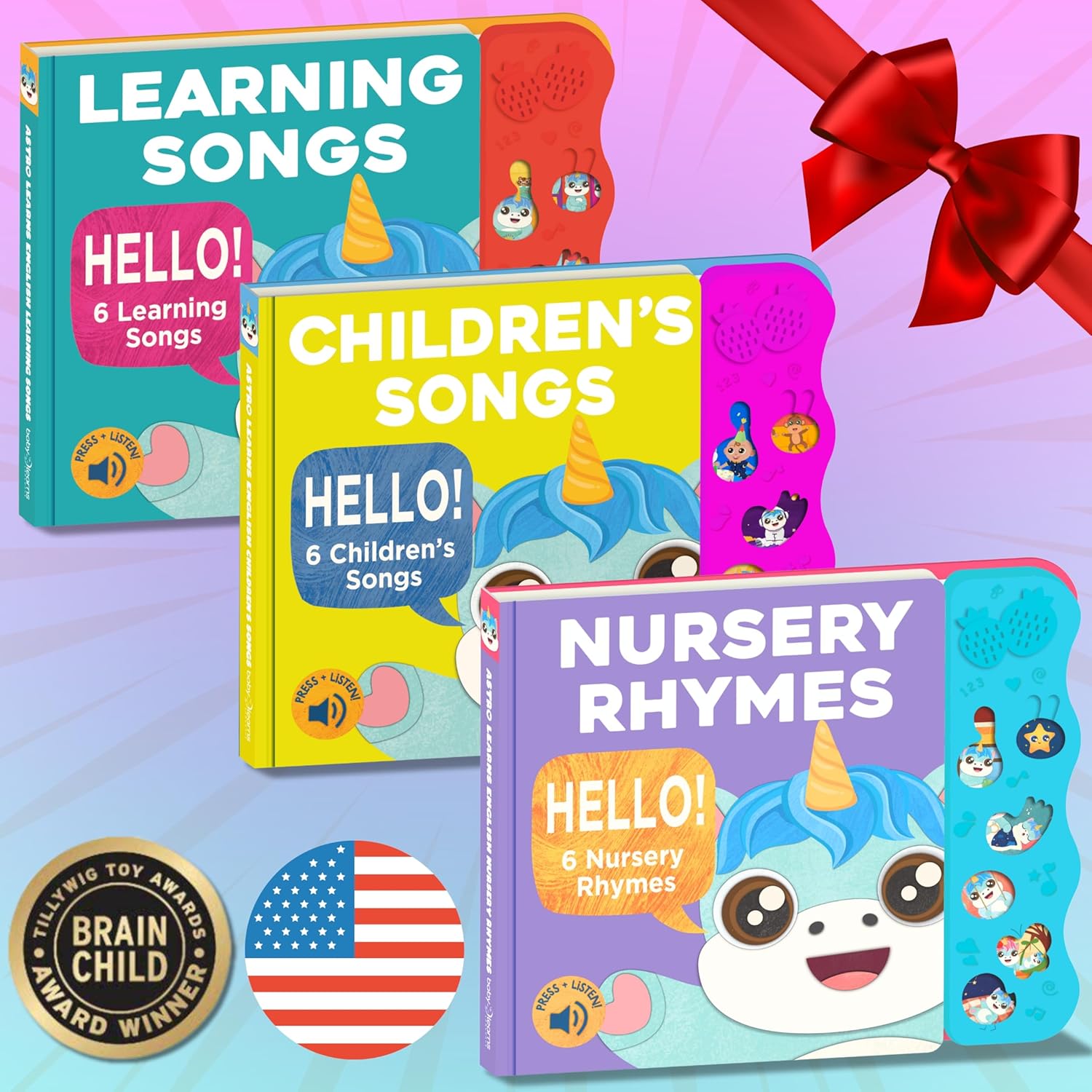 Astro Learns English Nursery Rhymes — Musical Toys & Interactive Sound Board Books for Toddlers 1-3, Singing & Nursery Rhymes for Babies, Educational Talking Musical Toy, Sing Along Songs