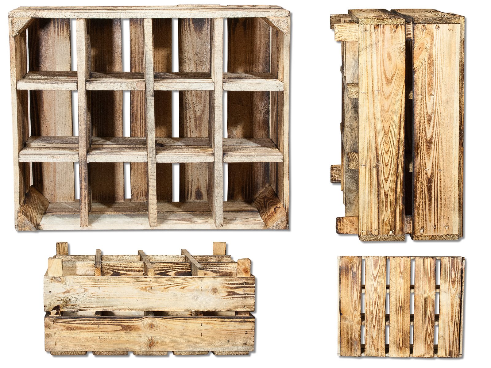 Geflammte Neue Flaschenkiste – Holzkiste – Regalkiste – Obstkiste (1 Kiste) Küche, Haushalt & Wohnen