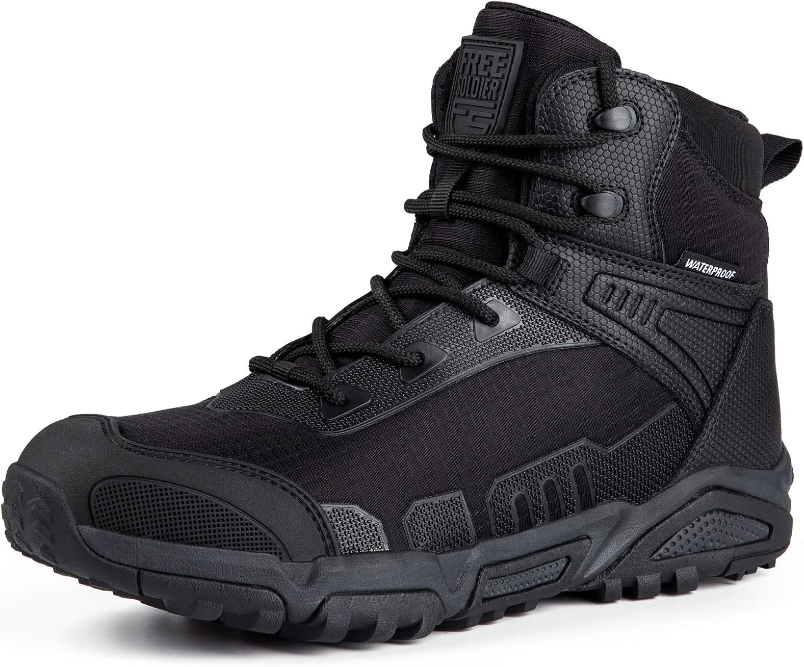 FREE SOLDIER Men's Waterproof Tactical Boots Breathable Military Army Boots Durable Combat Work Shoes Lightweight Hiking Walking Boots
