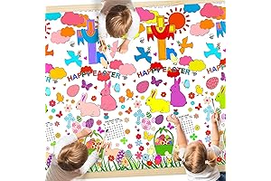 Happy Easter Giant Coloring Poster, 71 * 27inch Easter Coloring Table Cloth...