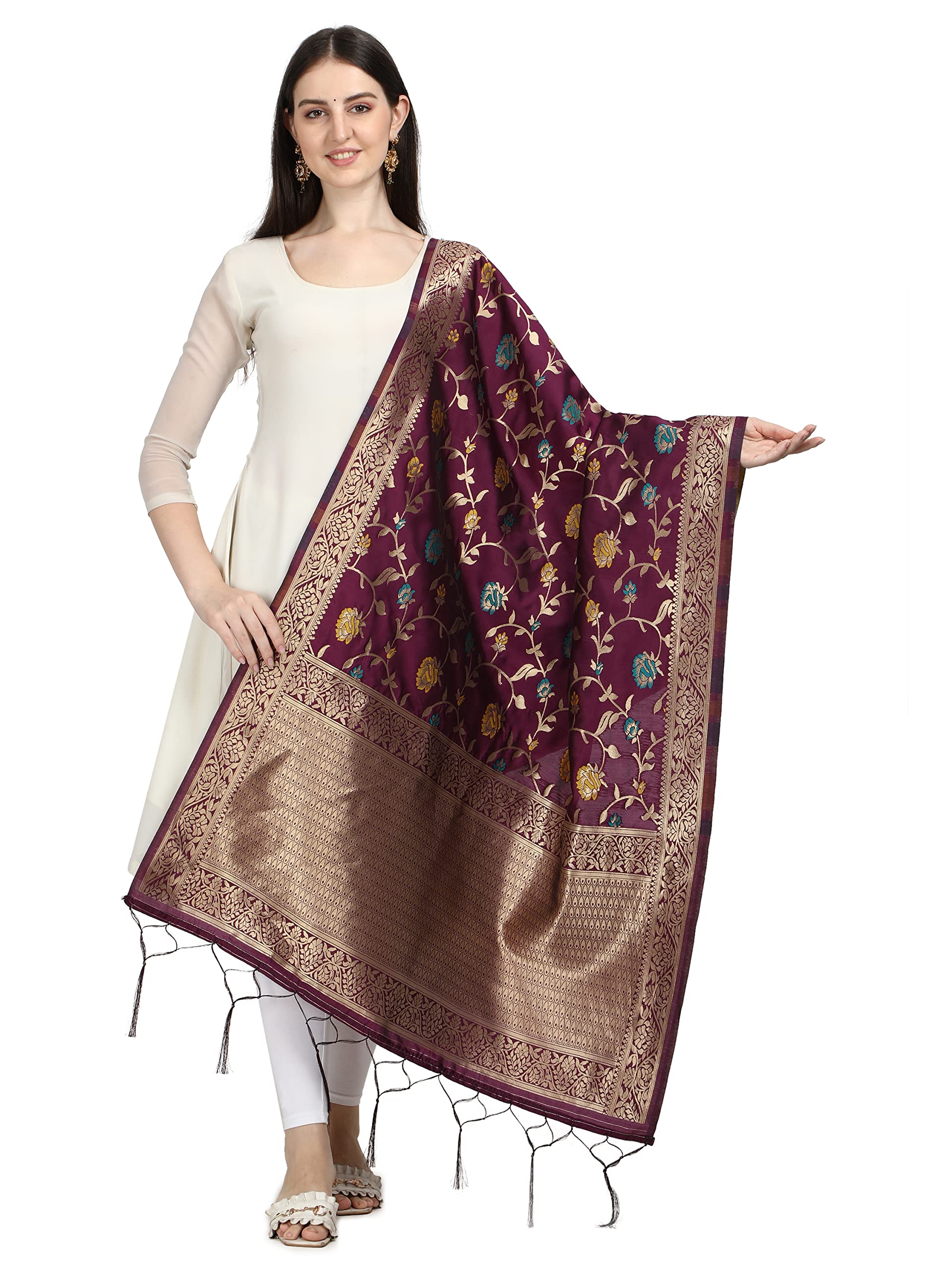 Women's Floral Silk Blend Dupatta
