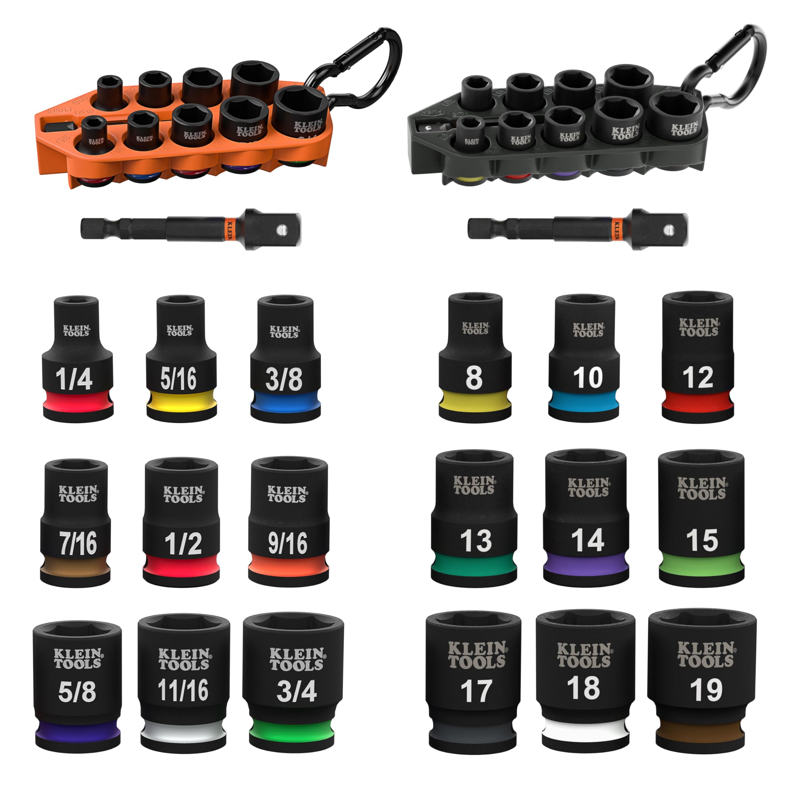 80207 Grab-And-Go Impact Socket Sets, SAE and Metric, 20-Piece Set with Sleeves, Carabine…